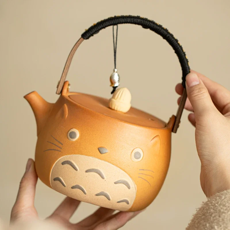 Cartoon Hand-painted Teapot Ceramic Boiling Teapot Household Rough Pottery Kung Fu Tea Set Cute Tea Cup Set