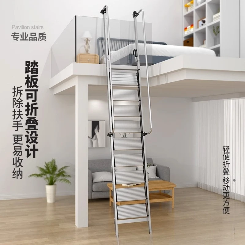 Gerade Kletterleiter aus Aluminiumlegierung, Handlauf-Dachbodenleiter, 3 Meter, zusammenklappbar, große Pedalleiter, 5 Meter Image
