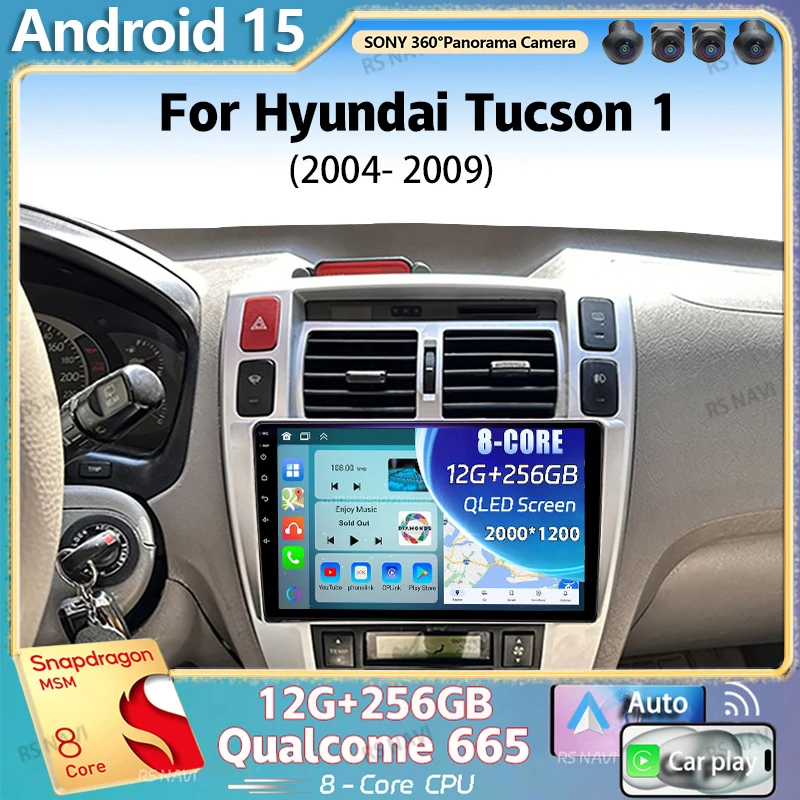 Android 15 Für Hyundai Tucson 1 2004 - 2009 LHD 2K QLED Android Auto Radio Multimedia Video Player GPS stereo CarPlay Image