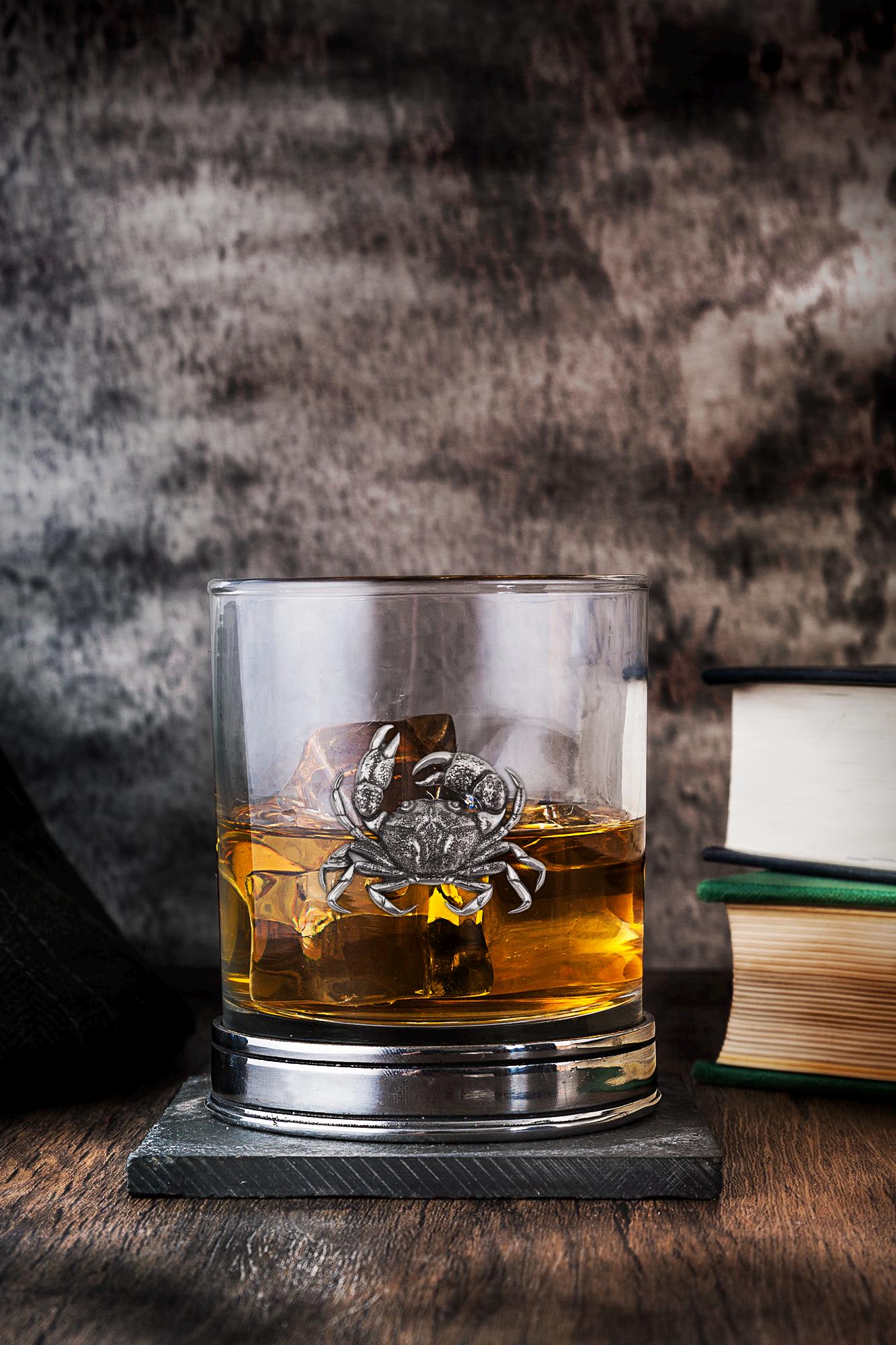 Bicchiere da whisky a forma di granchio inciso / Bicchiere da whisky a forma di granchio personalizzato / Bicchiere da whisky in peltro / Bicchiere da
