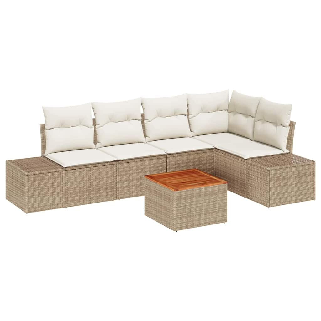 vidaXL Garten-Sofa-Set 6 pcs Beige und Weiß Image