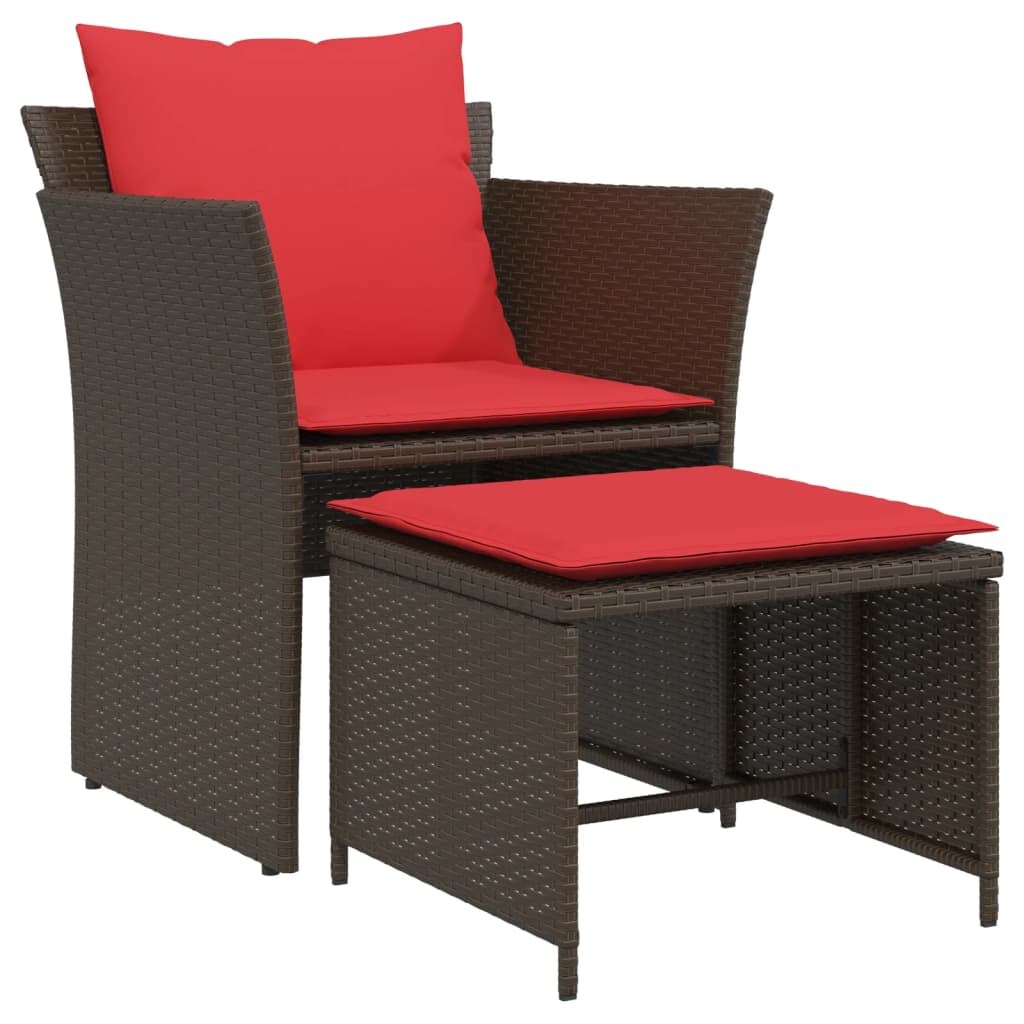 vidaXL Gartenstuhl mit Fußhocker Braun Poly Rattan Image