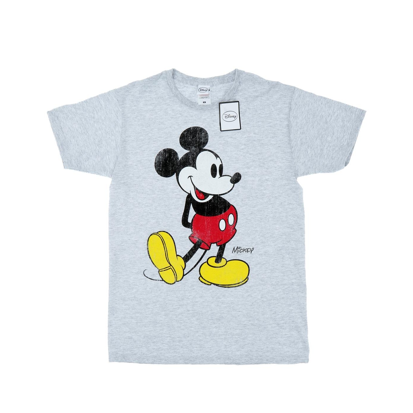 Disney Herren Mickey Mouse Classic Kick T-Shirt (Heather Grey) Image