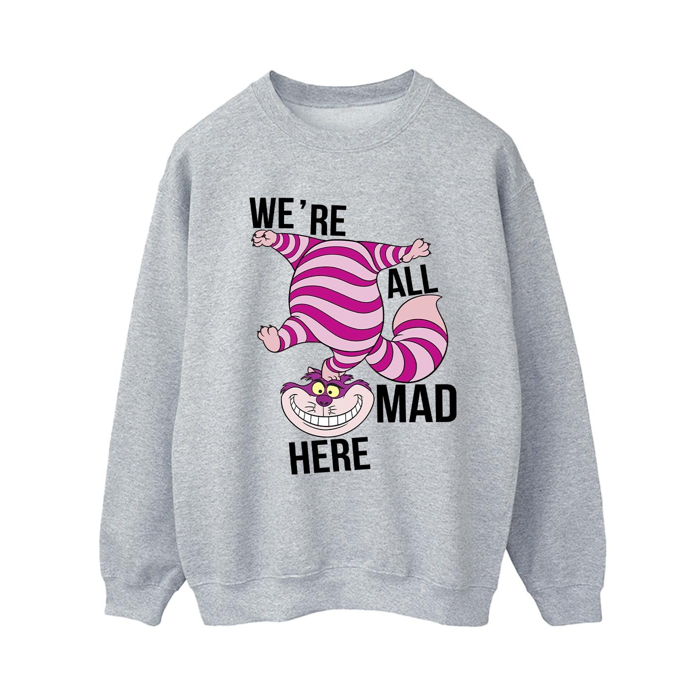Disney Frauen/Damen Alice im Wunderland Alle verrückt hier Sweatshirt (Sport grau)