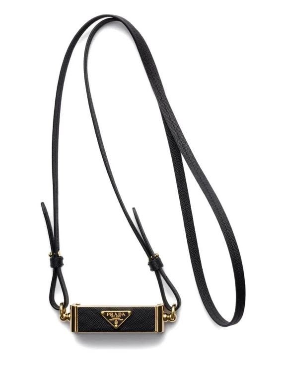 Triangle-Logo Leather Smartphone Case - Black - Prada Cases