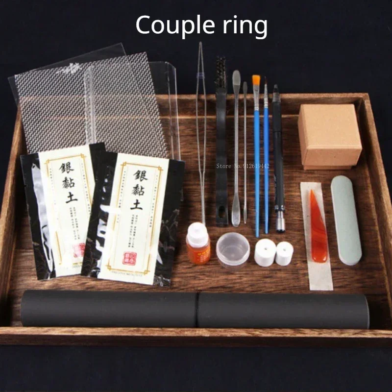 999 Sterling Silber Silber Ton DIY kreative selbst gemachte erwachsene handgemachte Paar Ring Anhänger Schmuck Herstellung Material Tasche