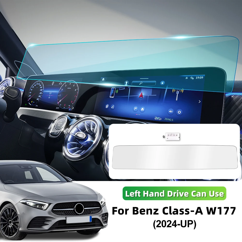 2-in-1-Schutzfolie aus gehärtetem Glas für Mercedes-Benz A-Klasse W177, Auto-Mittelkonsole, GPS-Navigation, Bildschirmschutz Image
