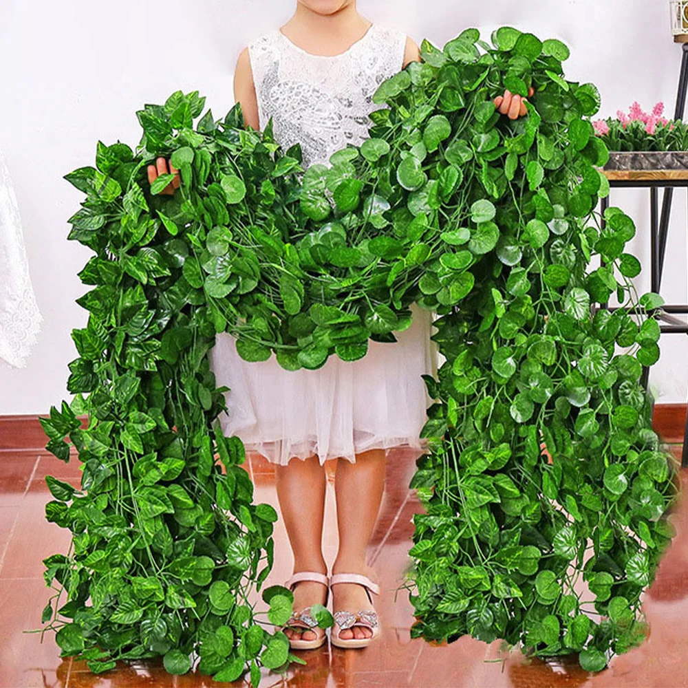 6pcs Artificial Garland Ivy Hanging Green Vine Bathroom Home Party Decor Outdoor Garden Wedding Arch Decoration Fake Plants