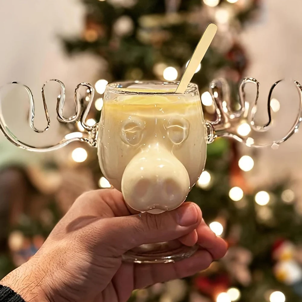 240 ml 8 unzen Weihnachten Elch Glas Tasse Kreative Urlaub Elch Becher Weihnachten Rentier Kopf Kaffee Tasse Milch Bier wasser Whisky Gläser Geschenk Image
