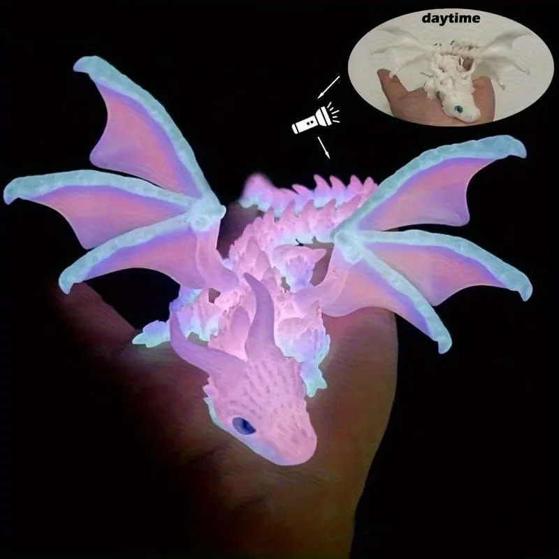 1 große Drachenfigur in drei Farben (in-the-Dark Rainbow, Weiß und Schwarz), dekoratives Kunsthandwerk, perfekt für Weihnachtsgeschenke, geeignet für Büro-, Auto- und Schreibtischdekoration