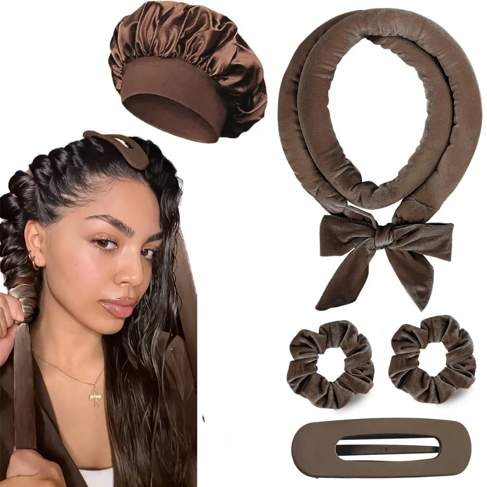 Keine Hitze Lockenwickler Heatless Curling Rod Stirnband Weiche Lockenwickler Satin Lockenwickler Locken Schlafhaube Nachtmütze Styling-Tools Image