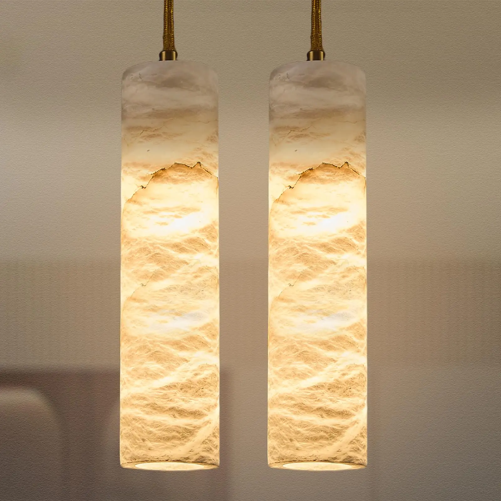 Spanien Natürliche Alabaster Kronleuchter Marmor Lampenschirm Lampe Weiß Lange Röhre Geeignet Für Schlafzimmer Badezimmer Esszimmer Wohnzimmer
