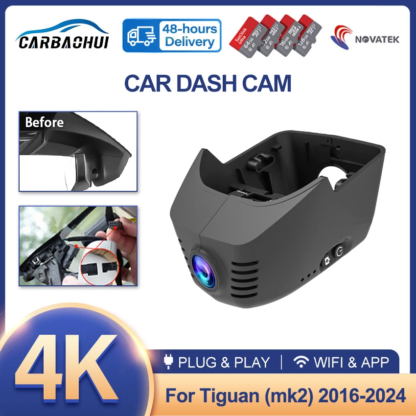 Für Volkswagen VW Tiguan (Mk2) 2016 2017 2018 2019 2020 2021 2022 2023 2024 Versteckte 4K UHD 2160P Wifi Auto Dvr Dash Cam Kamera Image