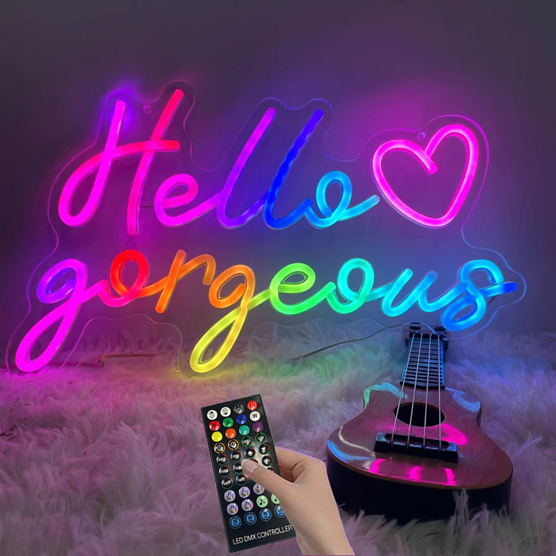 Colorful neon lights, e-sports room, game hall, RGB decorative wall lights, pendant lights, USB powered remote control