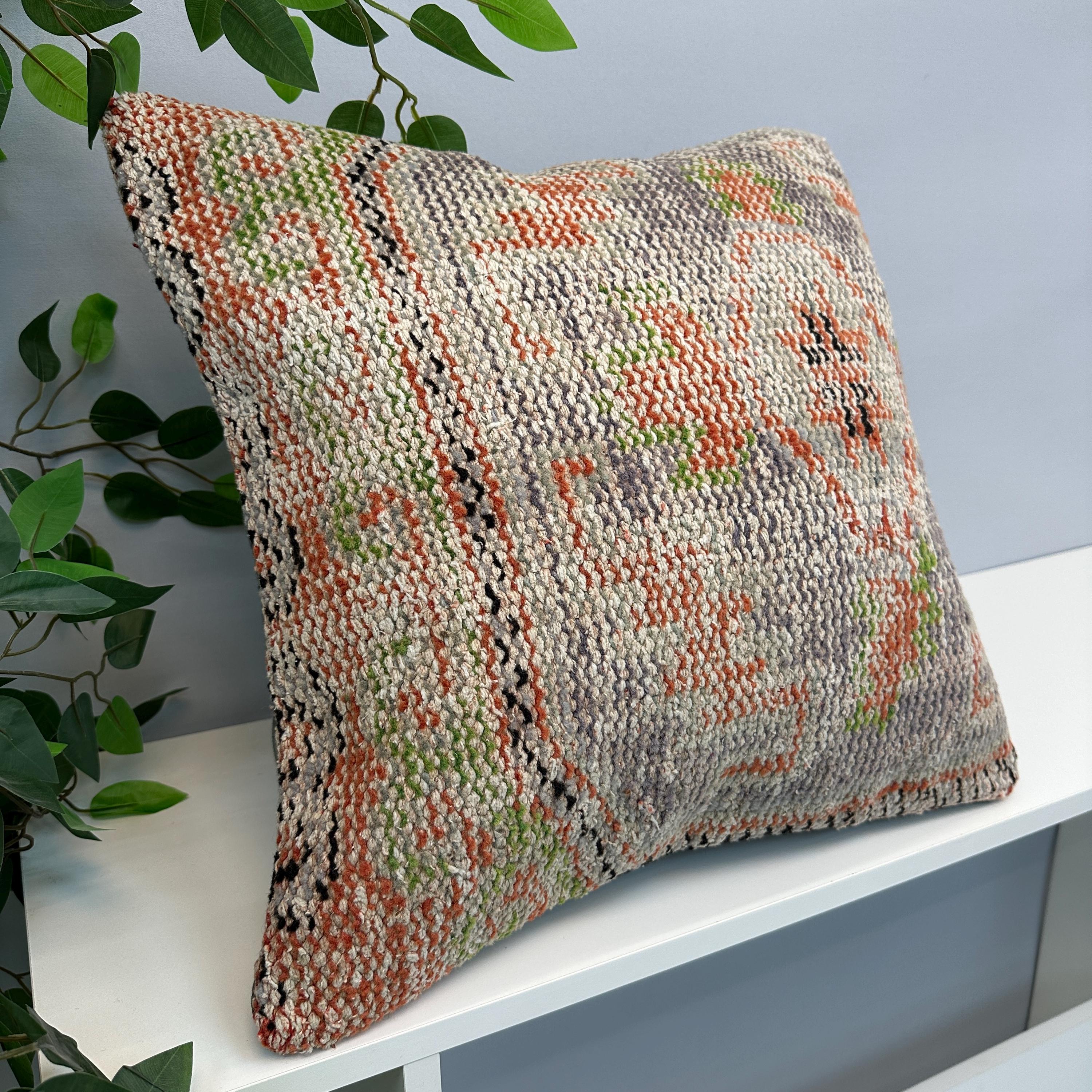 Federa per cuscino rosa 20x20, federa per cuscino da tappeto, federa in lana stile fattoria, federa decorativa 20x20, federa per cuscino boho, federa