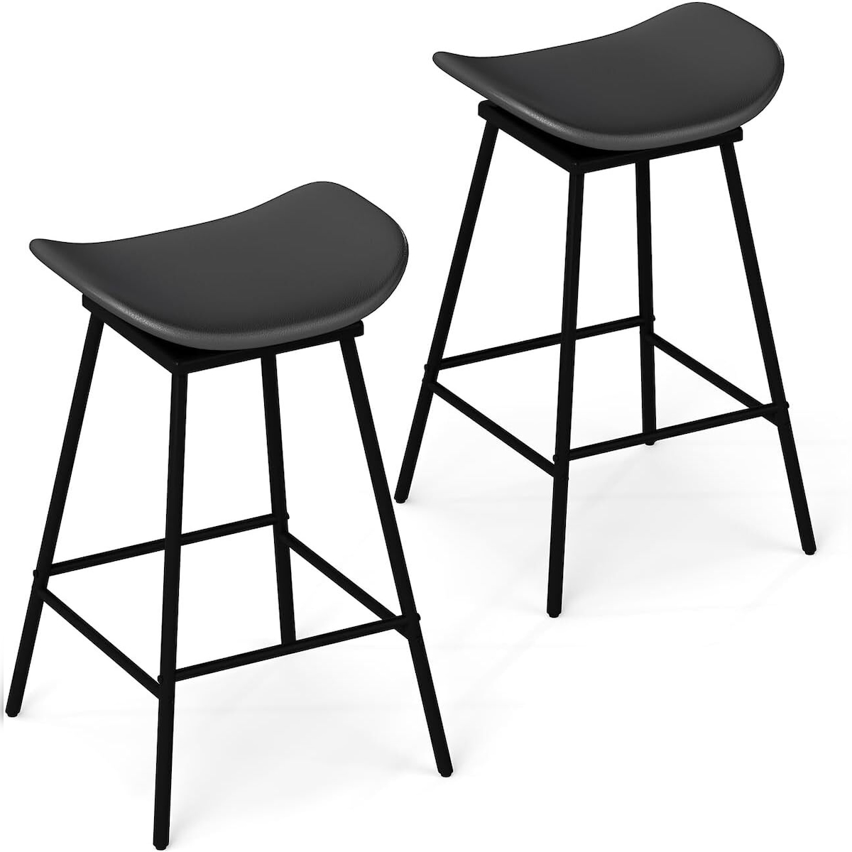COSTWAY Bar Stools Set of 2 Counter Stools 360° Rotatable Seat Height 71.5 cm Wooden Stool