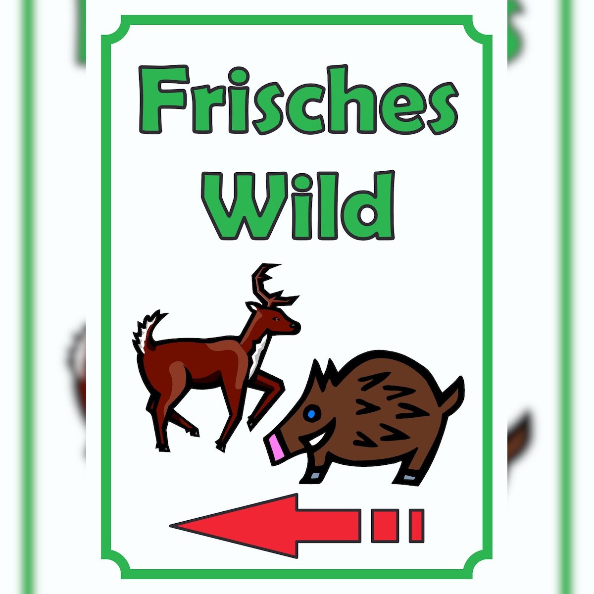 HB-Druck Frisches Wild Schild Hochkant mit Pfeil links A4 Rückseite selbstklebend Image