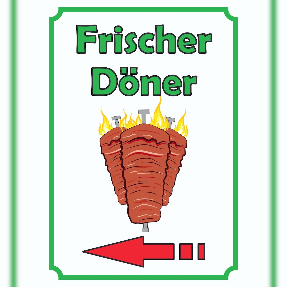 HB-Druck Frischer Döner Schild Hochkant mit Pfeil links A5 (148x210mm) Image