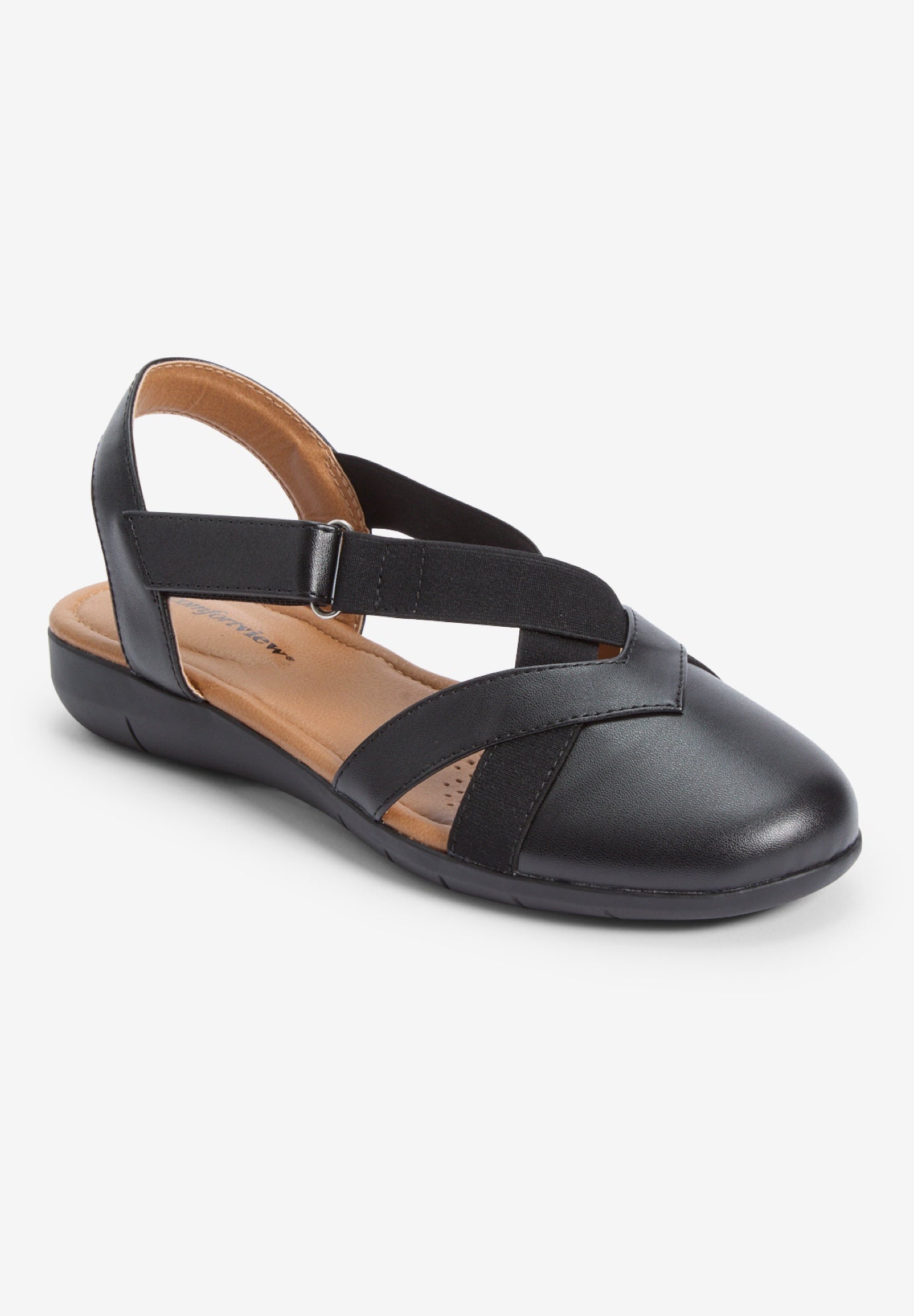 Wide Width Women's The Etheria Sling by Comfortview in Black (Size 8 W)