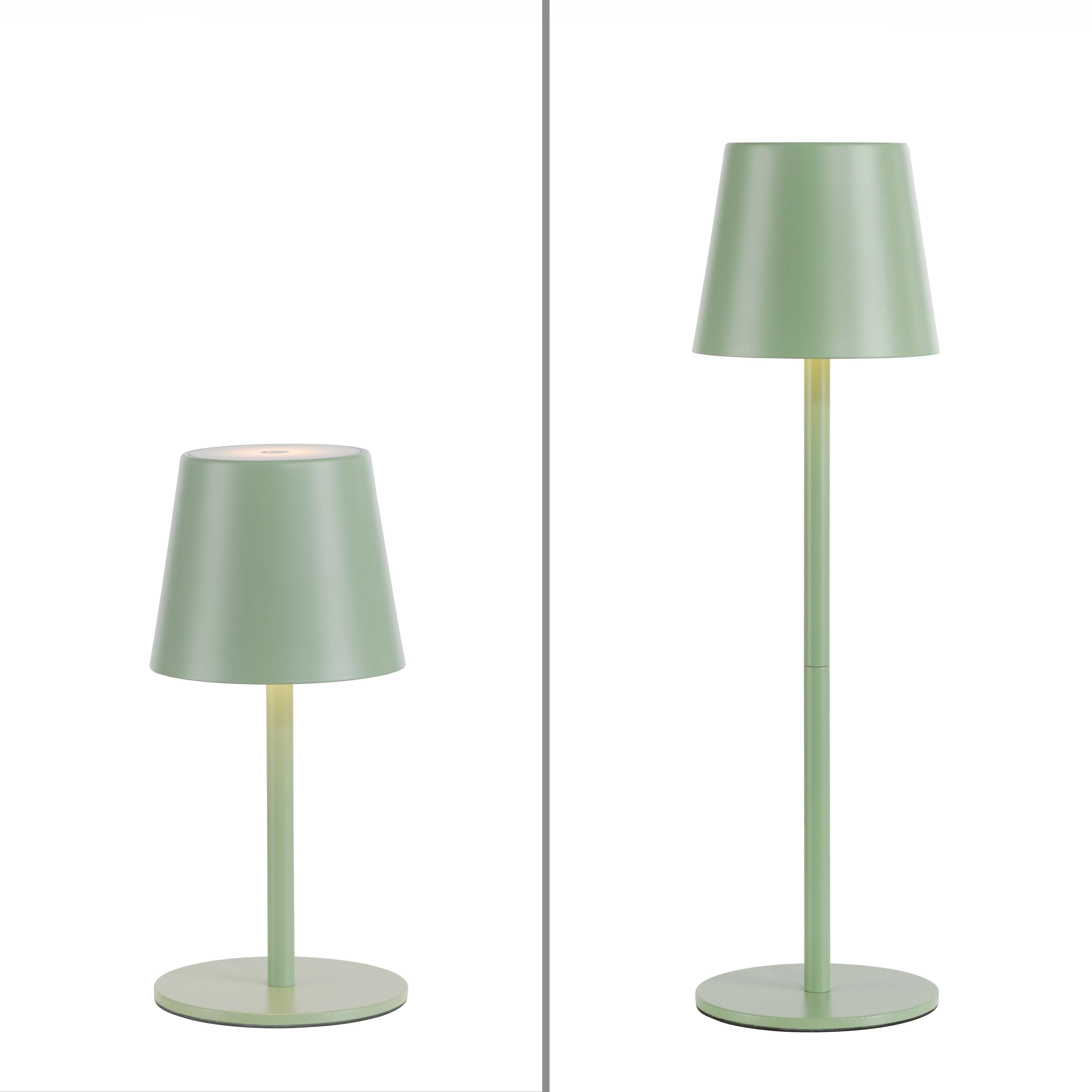 JUST LIGHT LED Tischleuchte "EURIA, 2er Set", grün, 1, Ø 11cm H: 37cm, 2 Stk., Leuchten, LED Akku Tischlampe, LED Tischleuchte