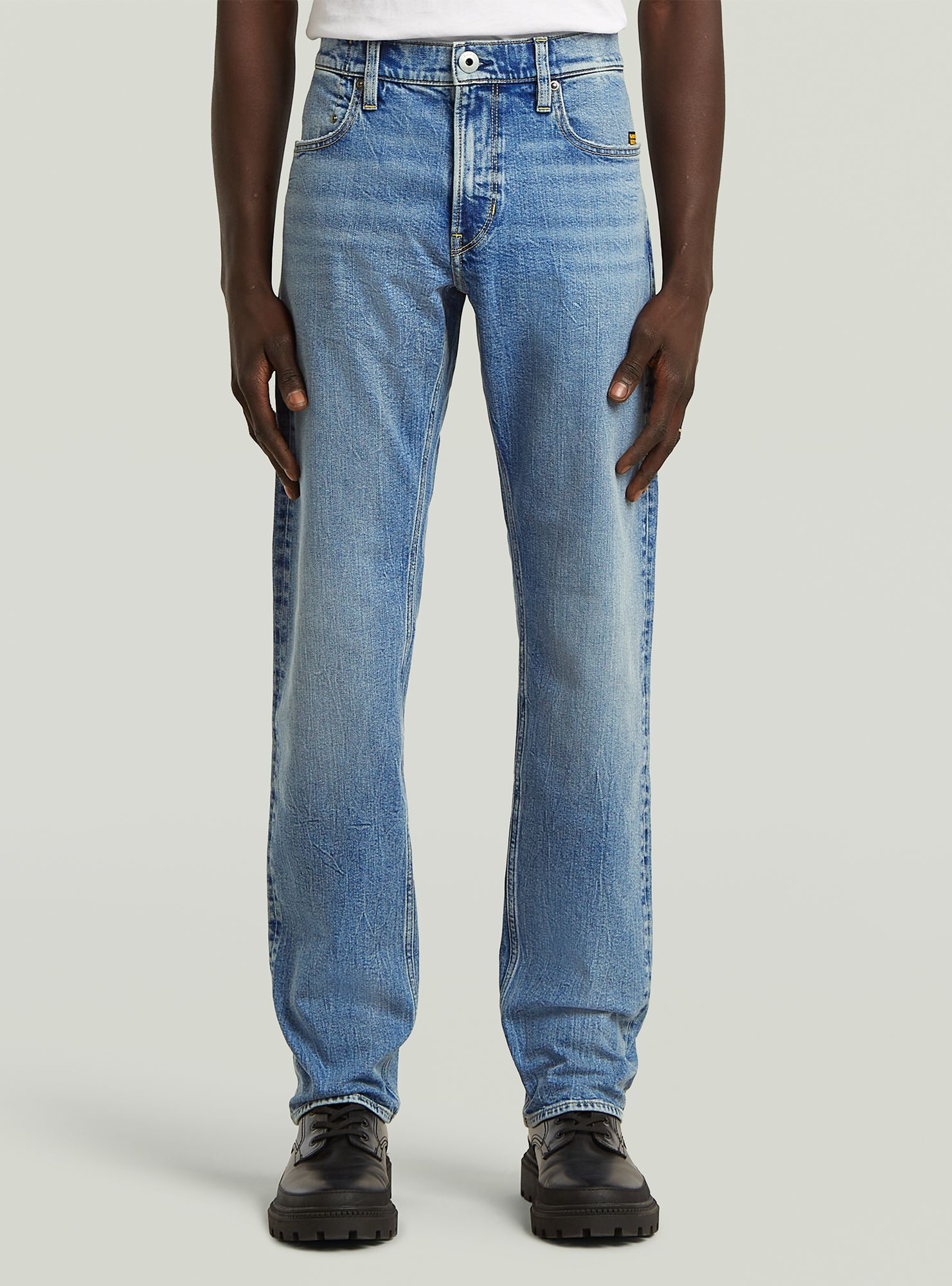 5-Pocket-Jeans G-STAR "Mosa Straight Jeans", Herren, Gr. 35, Länge 36, faded sea point blau, Obermaterial: 94% Baumwolle, 5% Elastomultiester, 1% Elasthan, Jeans 5-Pocket-Jeans