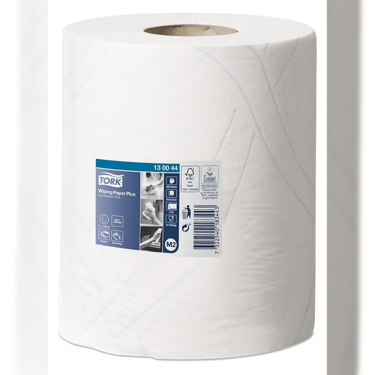 Tork® 101220 Wischtücher - 2-lagig, 23,5 x 34 cm, weiß, 6 Rollen à 125 m Image