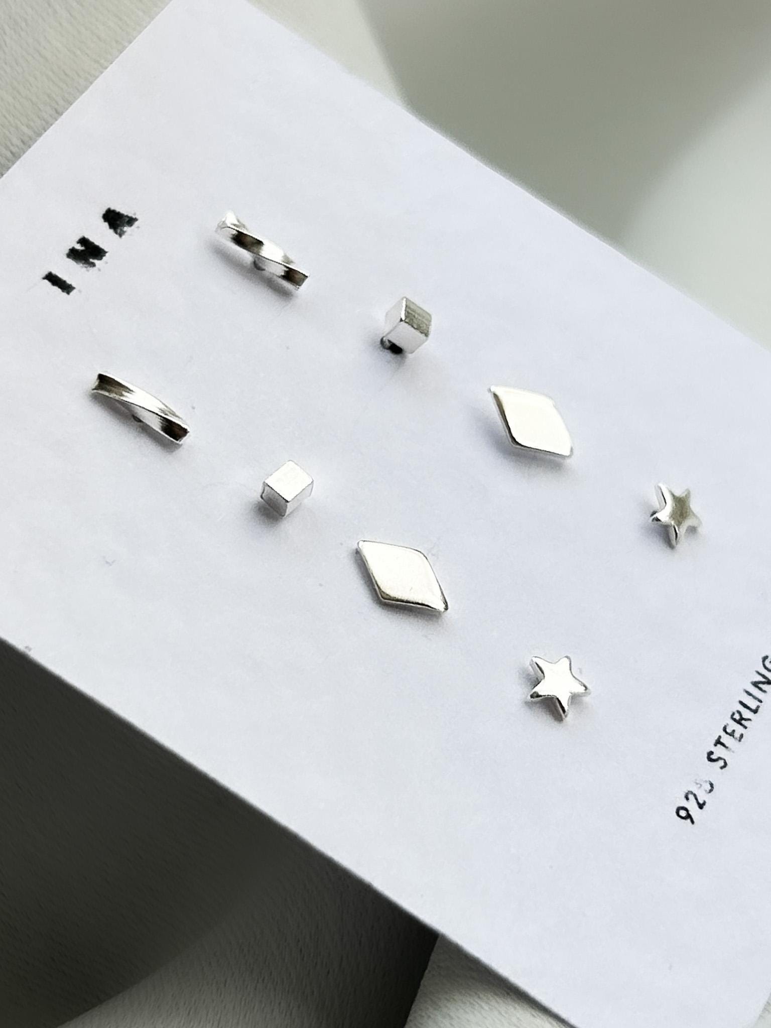 Sterling Silber Ohrstecker , Silber Minimalist Ohrstecker , Ohrstecker , 925 Ohrstecker Set , Ohrring Set kleine Silber Ohrstecker