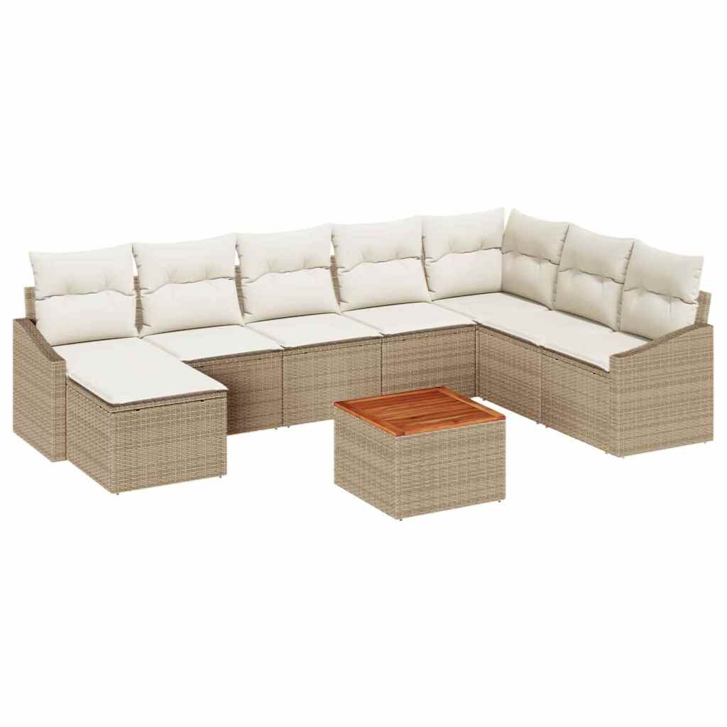 vidaXL Garten-Sofa-Set 9 pcs Beige und Weiß Image