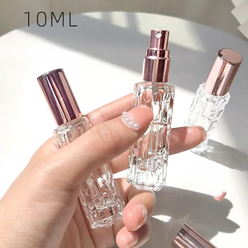 Rose Gold Glas Tragbare Nachfüllbare Parfüm Flasche Kosmetische Behälter Presse Leere Spray Zerstäuber Reise Kleine Sub-flasche 10 ml Image