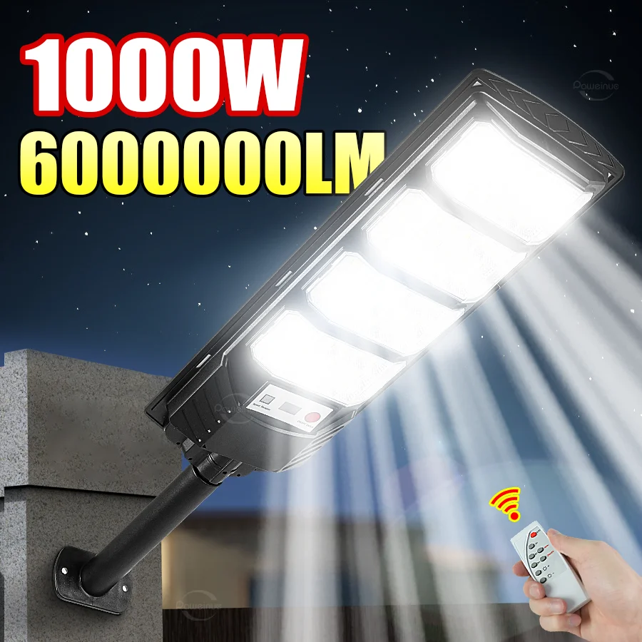 6000000LM lampe solaire extérieur LED lampe extérieure solaire lumière du soleil capteur de mouvement lumière télécommande 1000W lampe solaire étanche rue mur lampe de jardin lampe