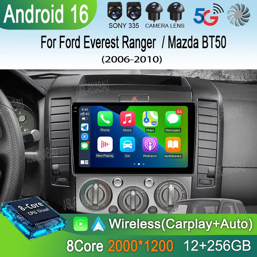 Autoradio Android 16 per Ford Everest Ranger Mazda BT50 BT-50 2006 2007 2008 - 2010 GPS Lettore Multimediale Video Unità Principale Stereo