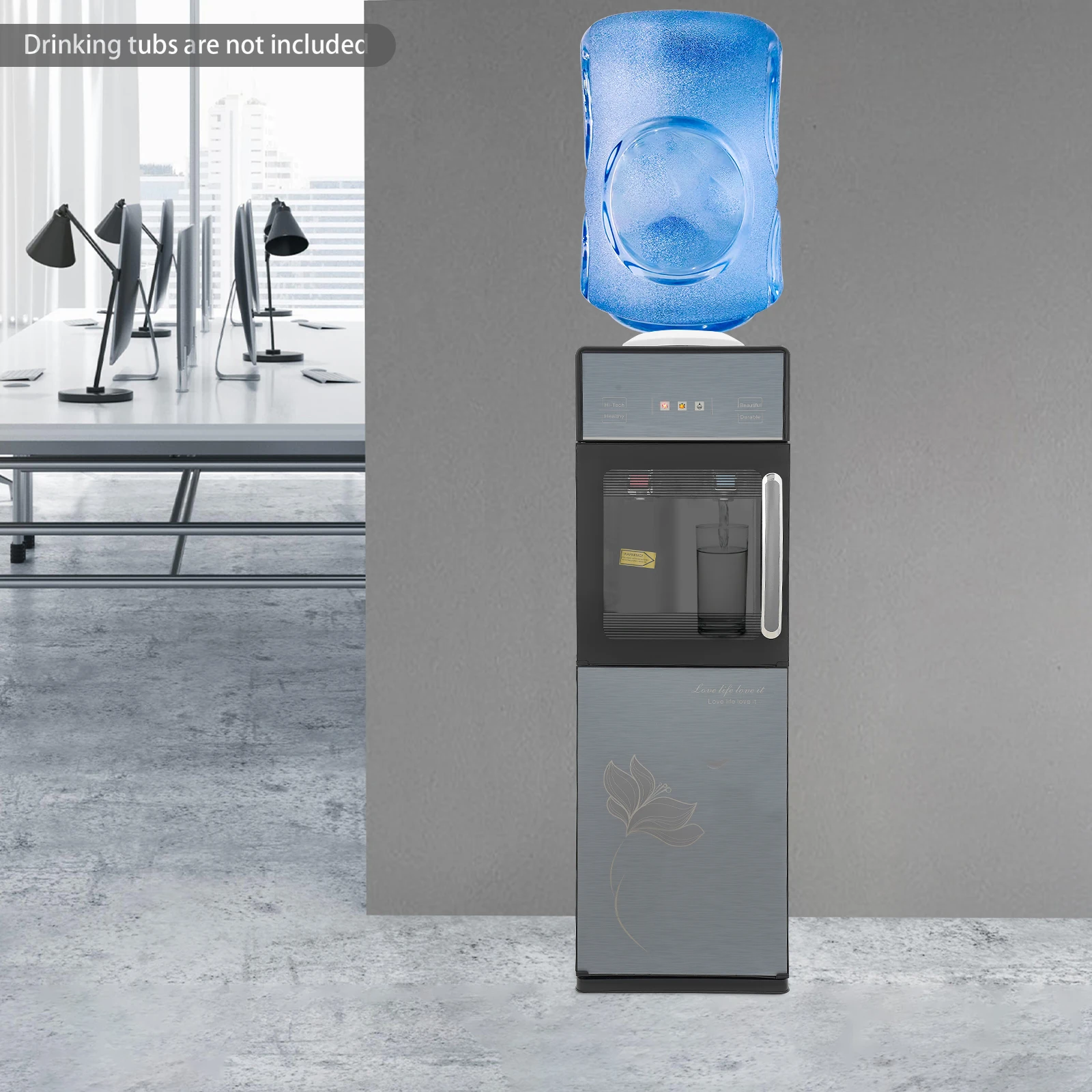 Distributore di acqua indipendente per temperatura calda, fredda e ambiente, riscaldatore elettrico domestico di grande capacità da 550 W, creatore di acqua a caricamento dall'alto