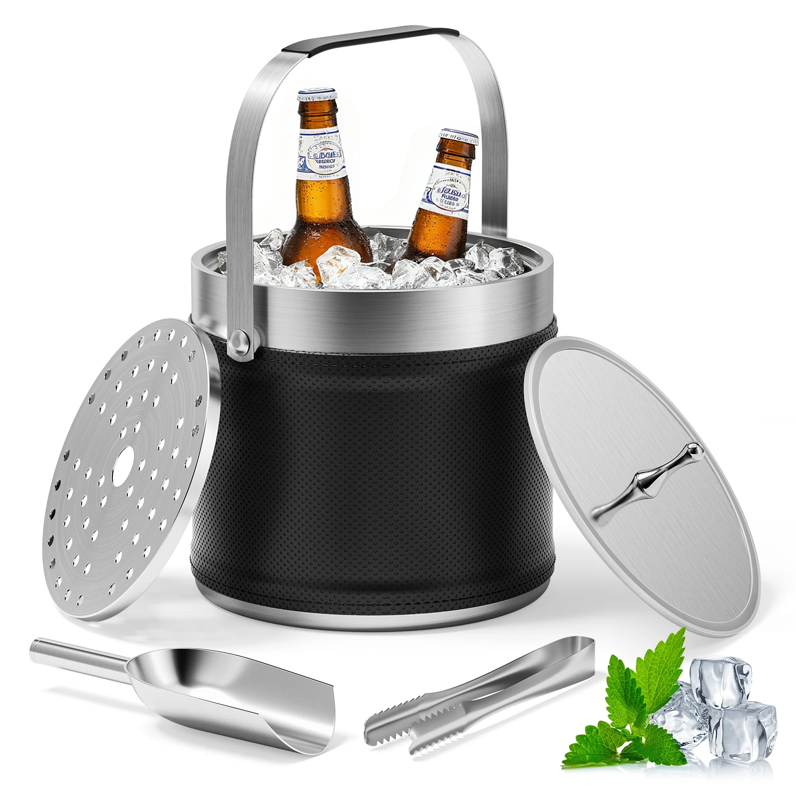 Wein Bier Kühler Eimer 3,2 L Edelstahl Eiswürfel Maker Für KTV Bar Küche Party Bar Champagner Wein Bier Eimer Image