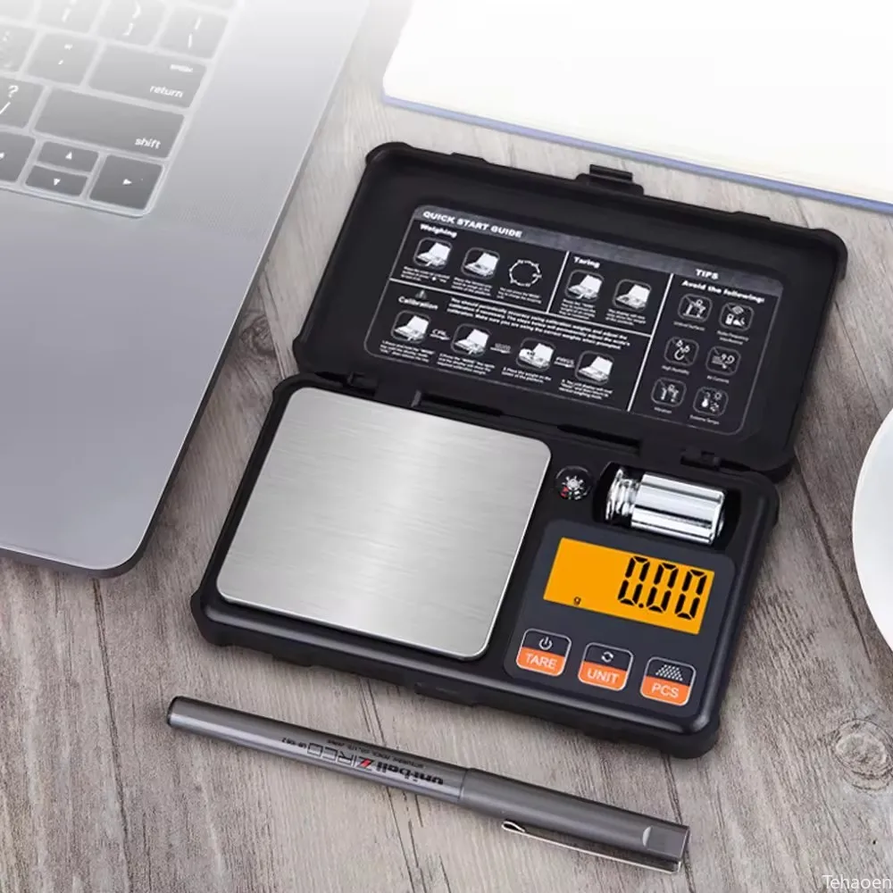 Digitale Miniwaage 200 g/0,01 g 50 g/0,001 g Hochpräzise elektronische Taschenwaage Waage Goldschmuck Karat Diamantwaage Image