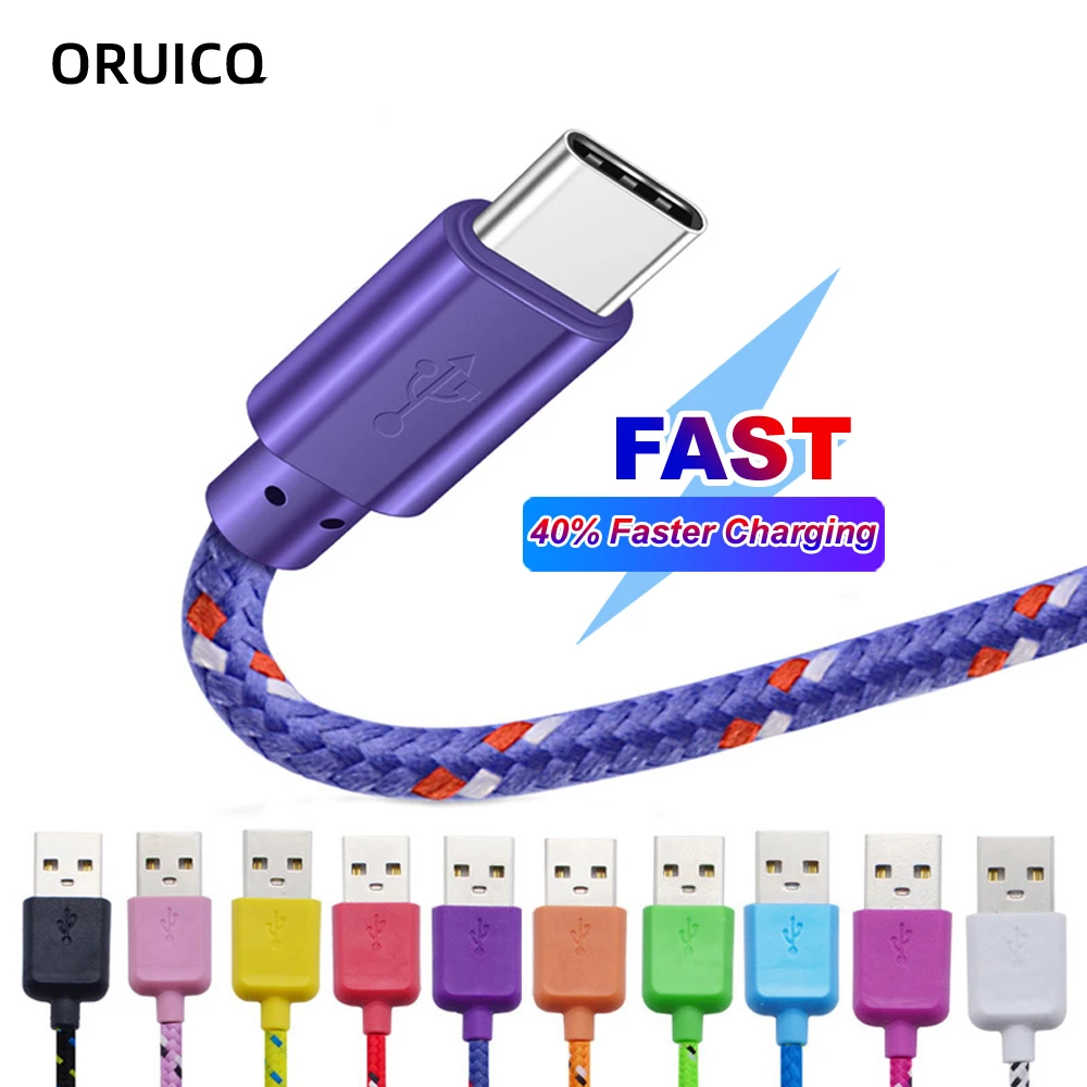Cavo USB tipo C intrecciato in Nylon 1M 2M 3M sincronizzazione dati cavo USB C a ricarica rapida per Samsung S9 S10 Xiaomi mi8 Huawei P30 Type-c