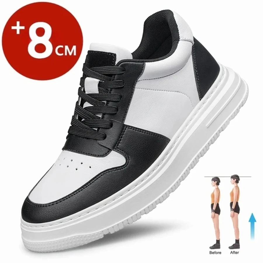 Luxus Marke Mode Leder Aufzug Turnschuhe Männer Atmungsaktivem Casual Schuhe Höhe Erhöhen Einlegesohle 8cm Lift Männer Schuhe Image