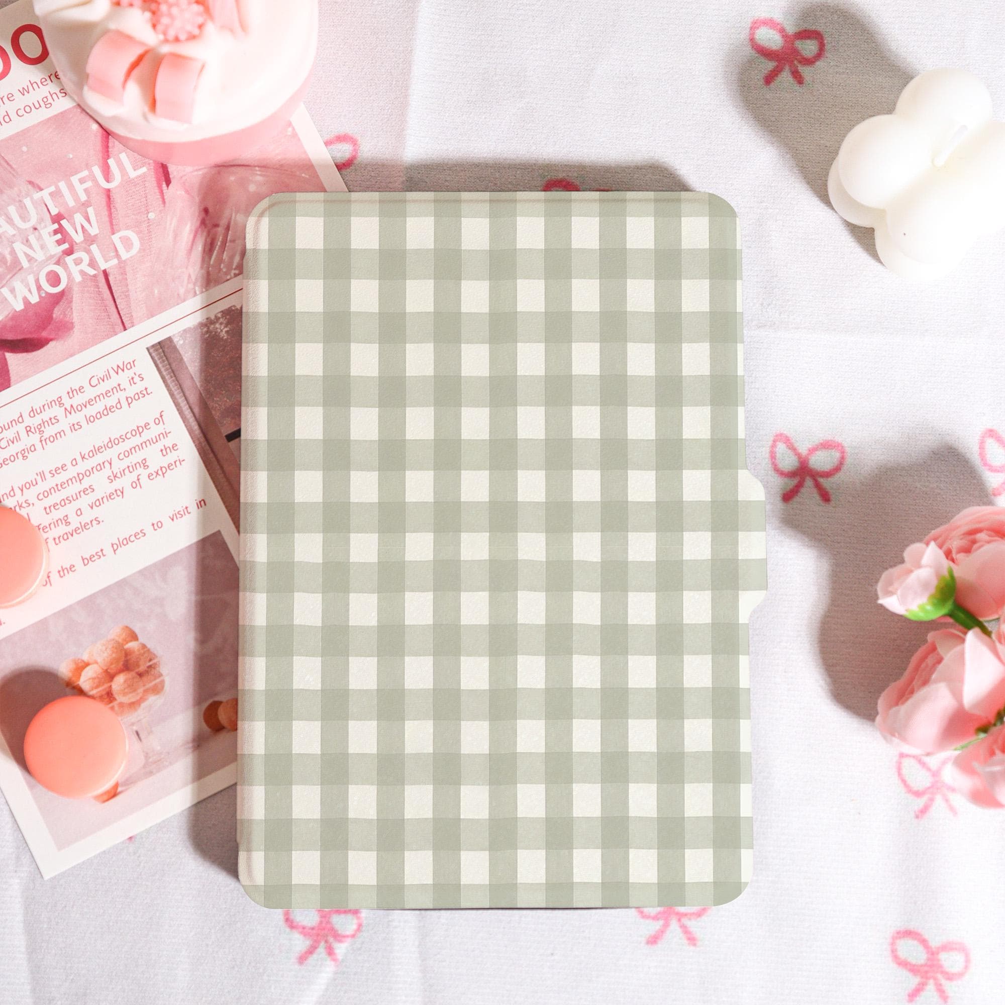 "Custodia a quadri solida per Kindle con cinturino da polso, custodia per Kindle 6/6,8/7\", custodia per Kindle Kobo Paperwhite 12/11, Kindle 12/11/10,"
