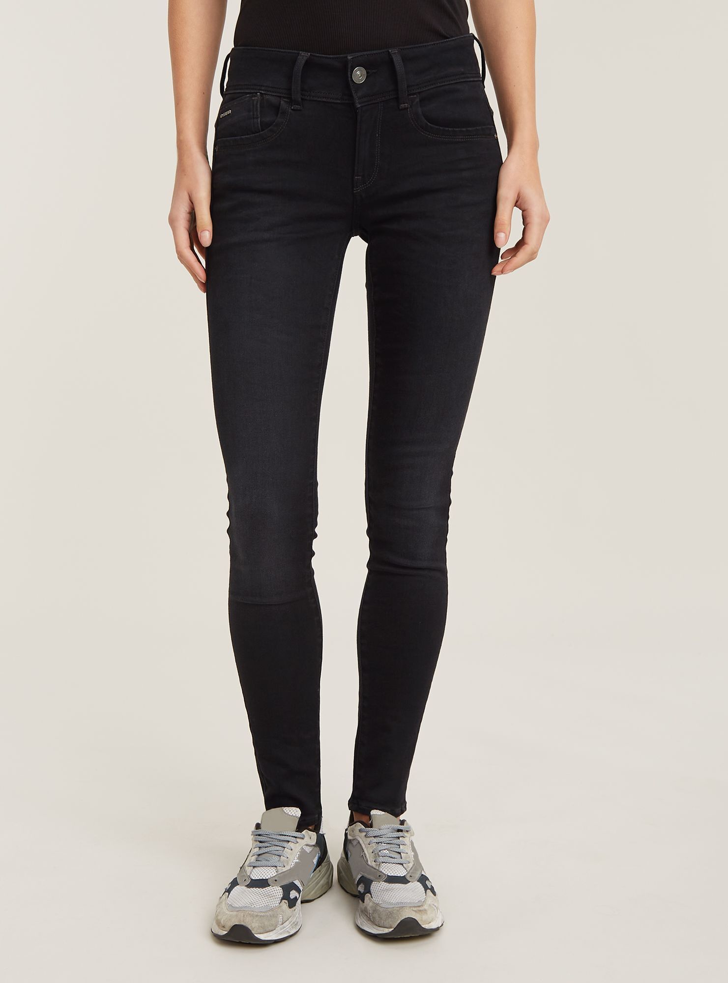 Regular-fit-Jeans G-STAR "Lynn Skinny Jeans", Damen, Gr. 24, Länge 32, dusty grau, Obermaterial: 26% Baumwolle, 7% Elastomultiester, 1% Elasthan, Jeans