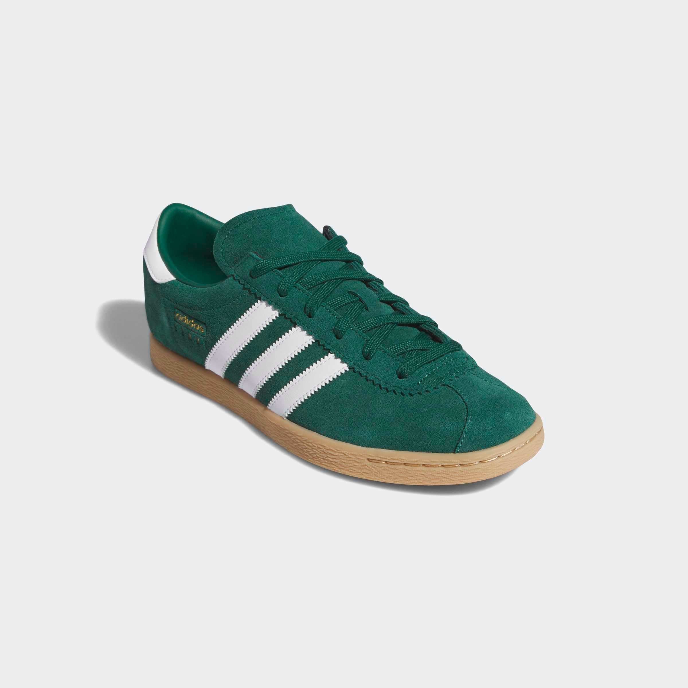 Sneaker ADIDAS ORIGINALS "STADT", Damen, Gr. 36, collegiate grün, cloud weiß, gold metallic, Leder, Synthetik, Schuhe Sneaker