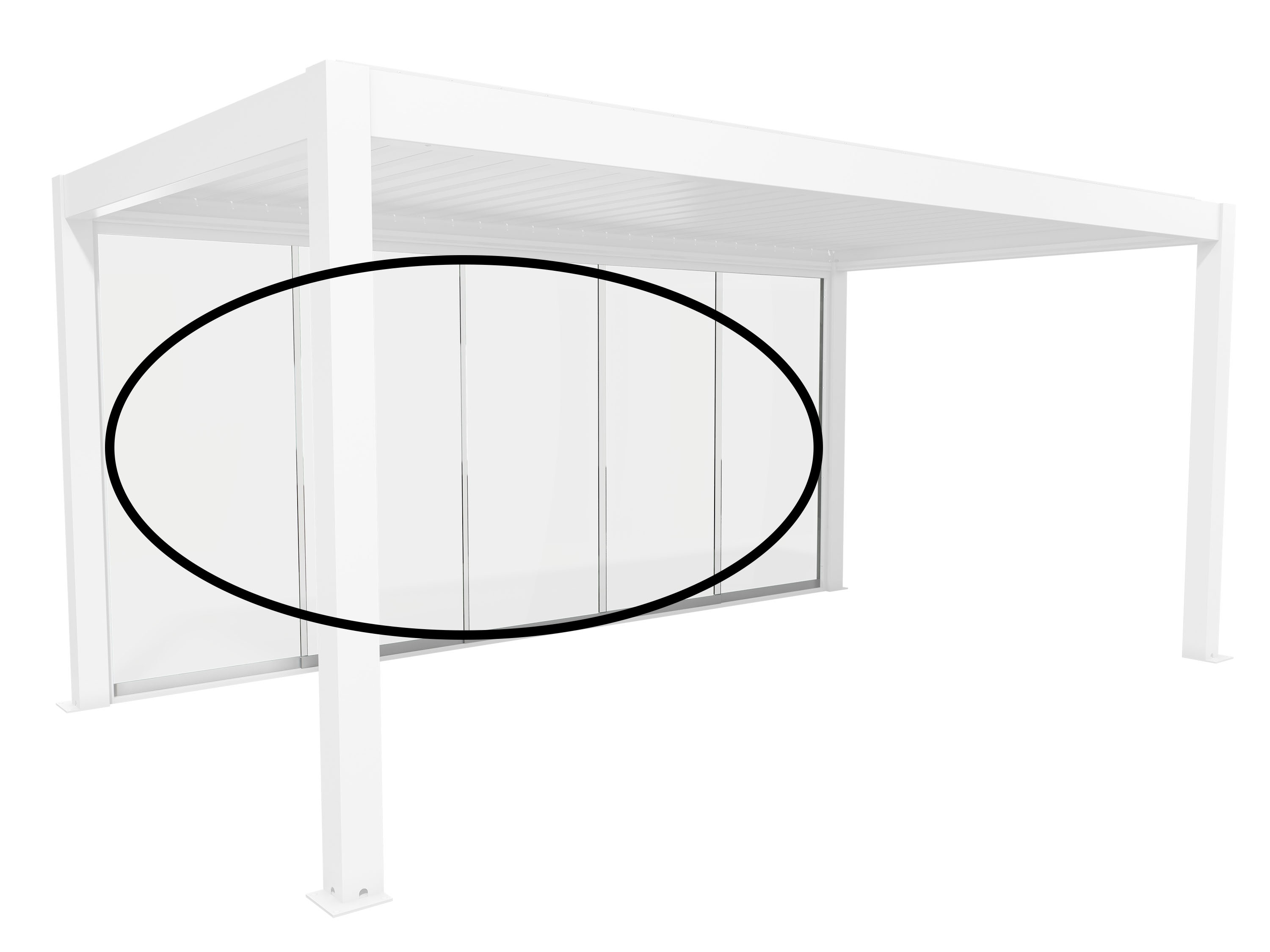 Glasschiebetür BIOHORT "Klarglas Gr. 5,5 m für Pergola, verschiedene Farben", weiß, B:512,5cm H:234,9cm, Glas, Stahl, Türen, 512,5x 234,9 cm, Glaselemente aus 10 mm ESG