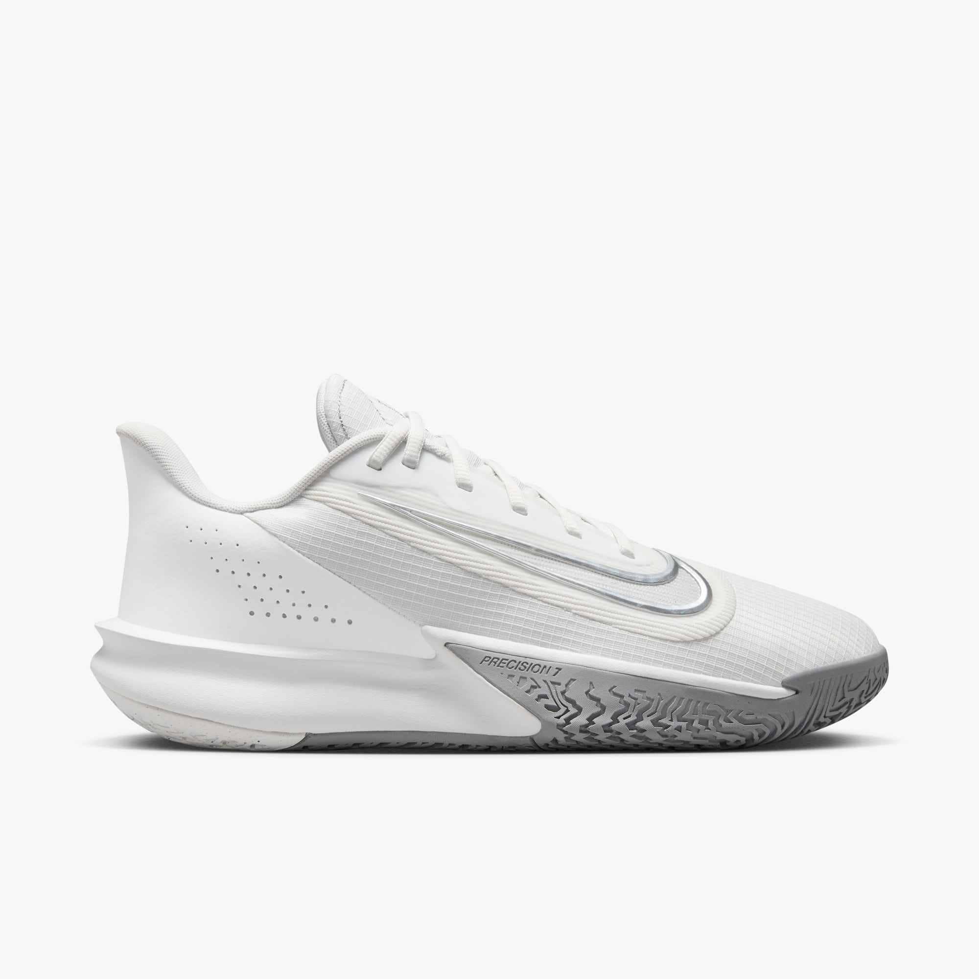 Basketballschuh NIKE "PRECISION VII", Damen, Gr. 47, summit weiß, metallic silber, Synthetik, Textil, Schuhe