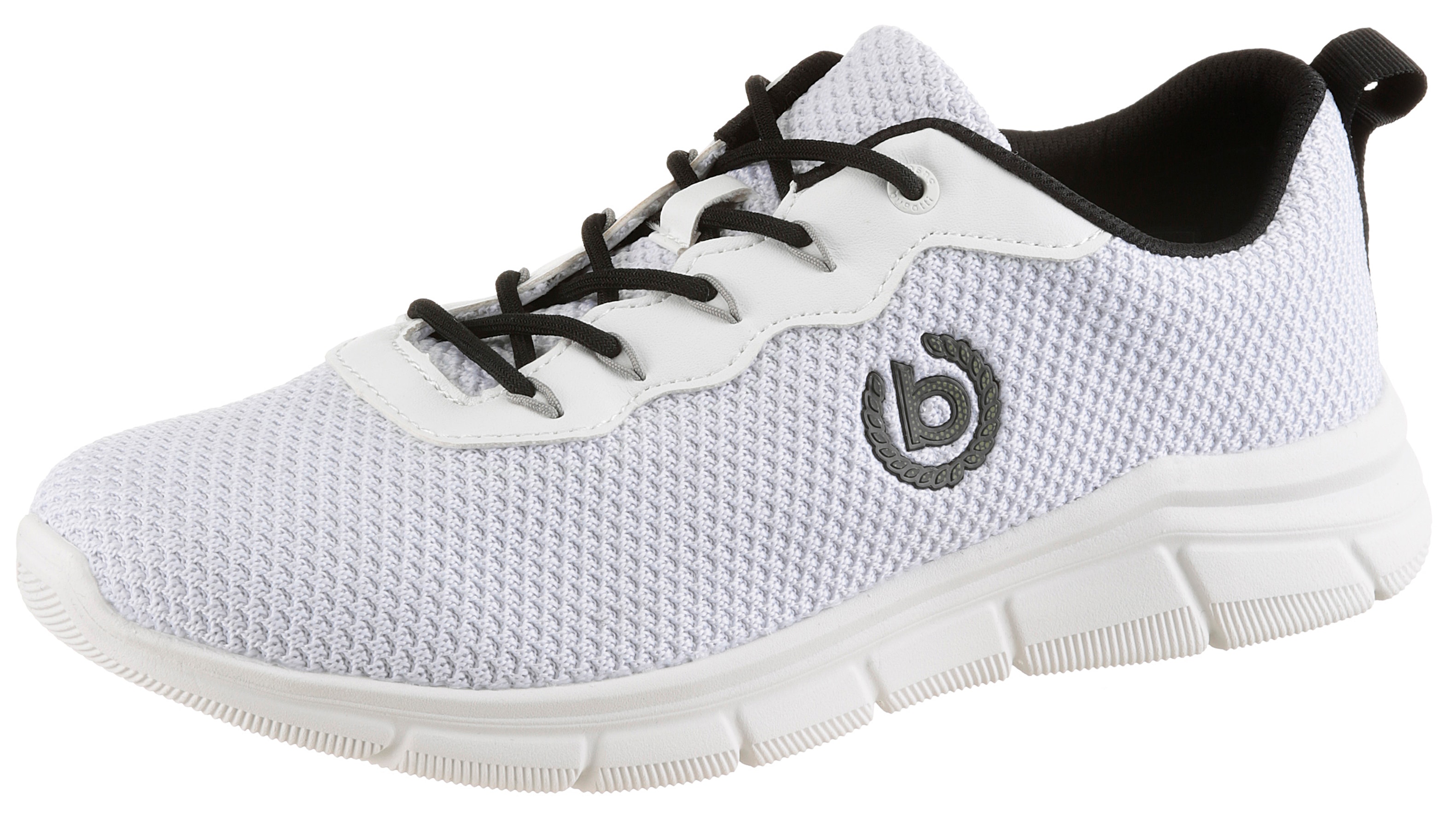 Slip-On Sneaker BUGATTI, Damen, Gr. 45, weiß, Lederimitat, Textil, Schuhe, Freizeitschuh, Halbschuh, Slipper mit elastischen Schnürsenkeln