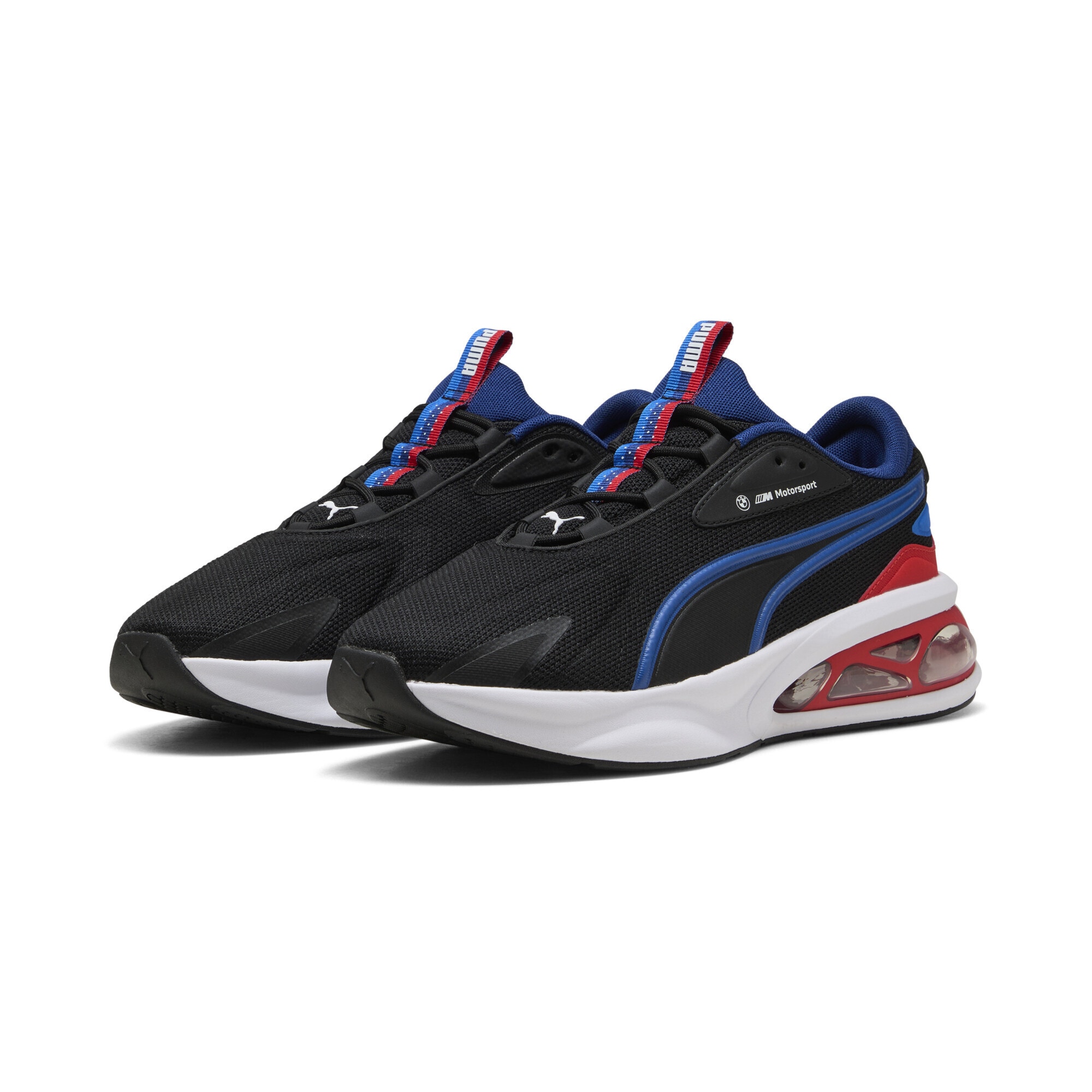 Sneaker PUMA "BMW M Motorsport Solar Sneakers Erwachsene", Herren, Gr. 44, schwarz pop rot weiß, Obermaterial: Textil, Synthetik; Futter: Textil - Naturfaser; Innensohle: Textil; Laufsohle: Gummi, Schuhe Sneaker
