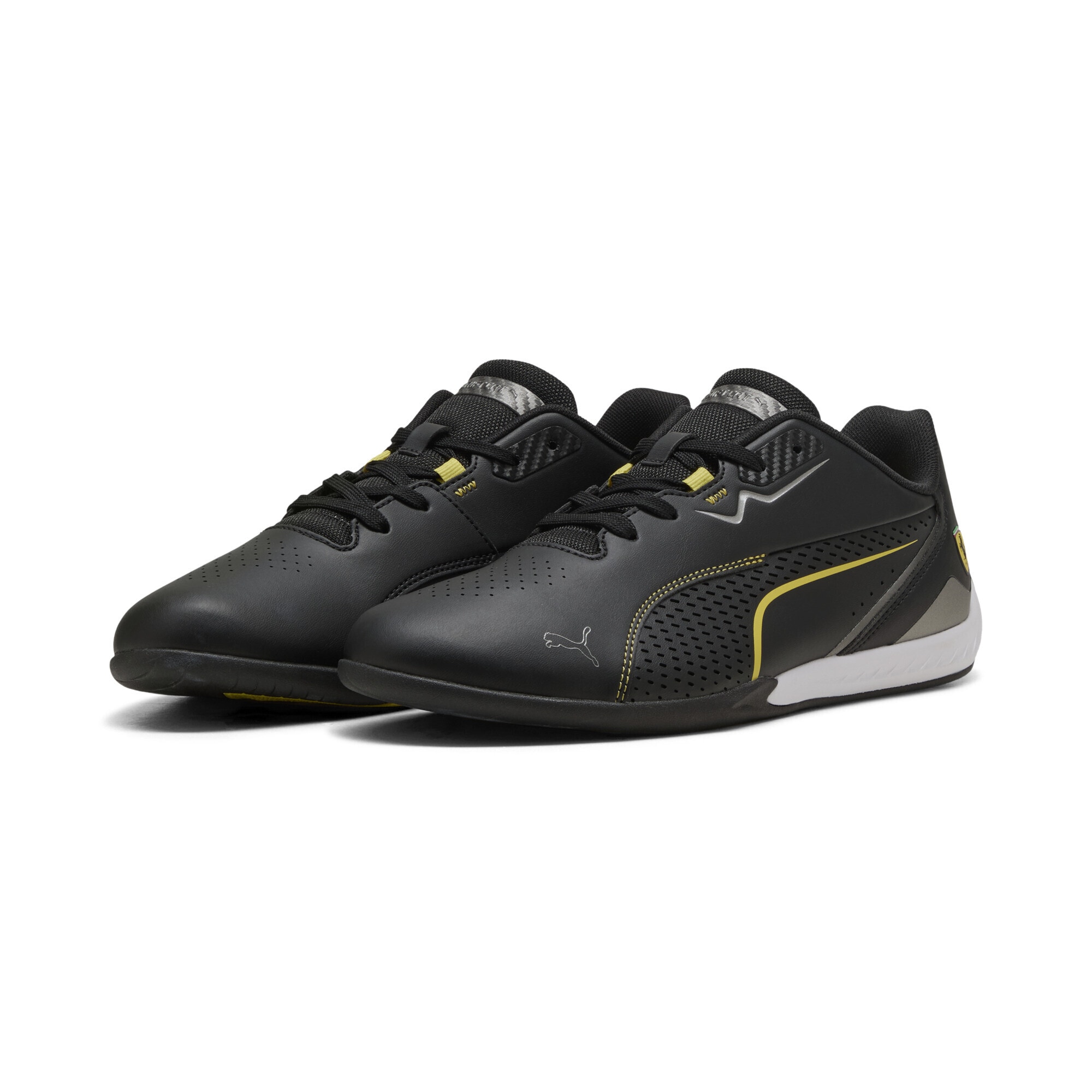 Sneaker PUMA "Scuderia Ferrari Drift Cat 11 Sneakers Erwachsene", Gr. 42, schwarz speed gelb, Obermaterial: Synthetik, Textil; Futter: Textil; Innensohle: Textil; Laufsohle: Gummi, Schuhe Sneaker