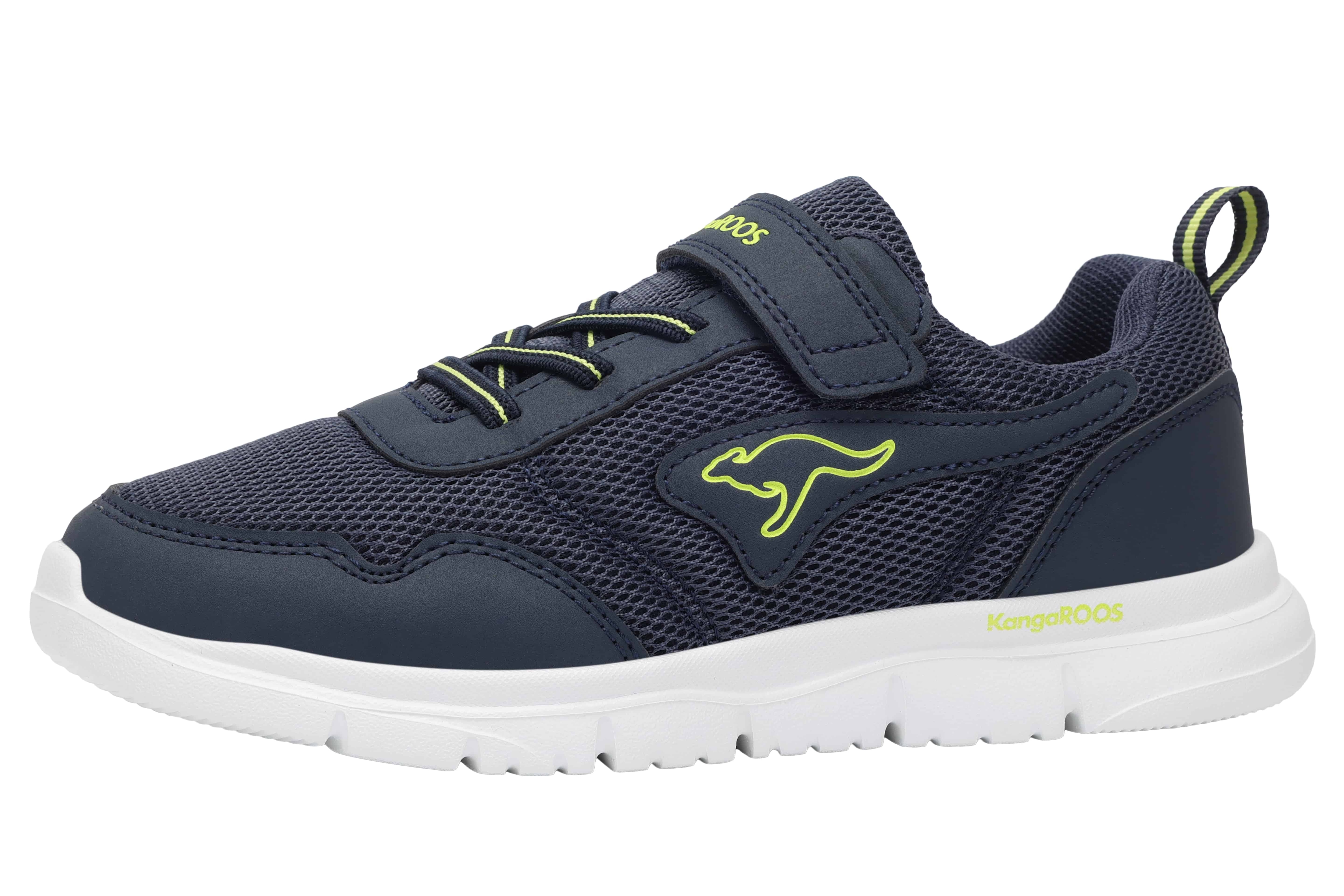 Sneaker KANGAROOS "K-ETK POSSUM EV", Damen, Gr. 36, dk navy, sulphur spring, Mesh, Synthetik, Schuhe Sneaker, mit Glitzereffekt