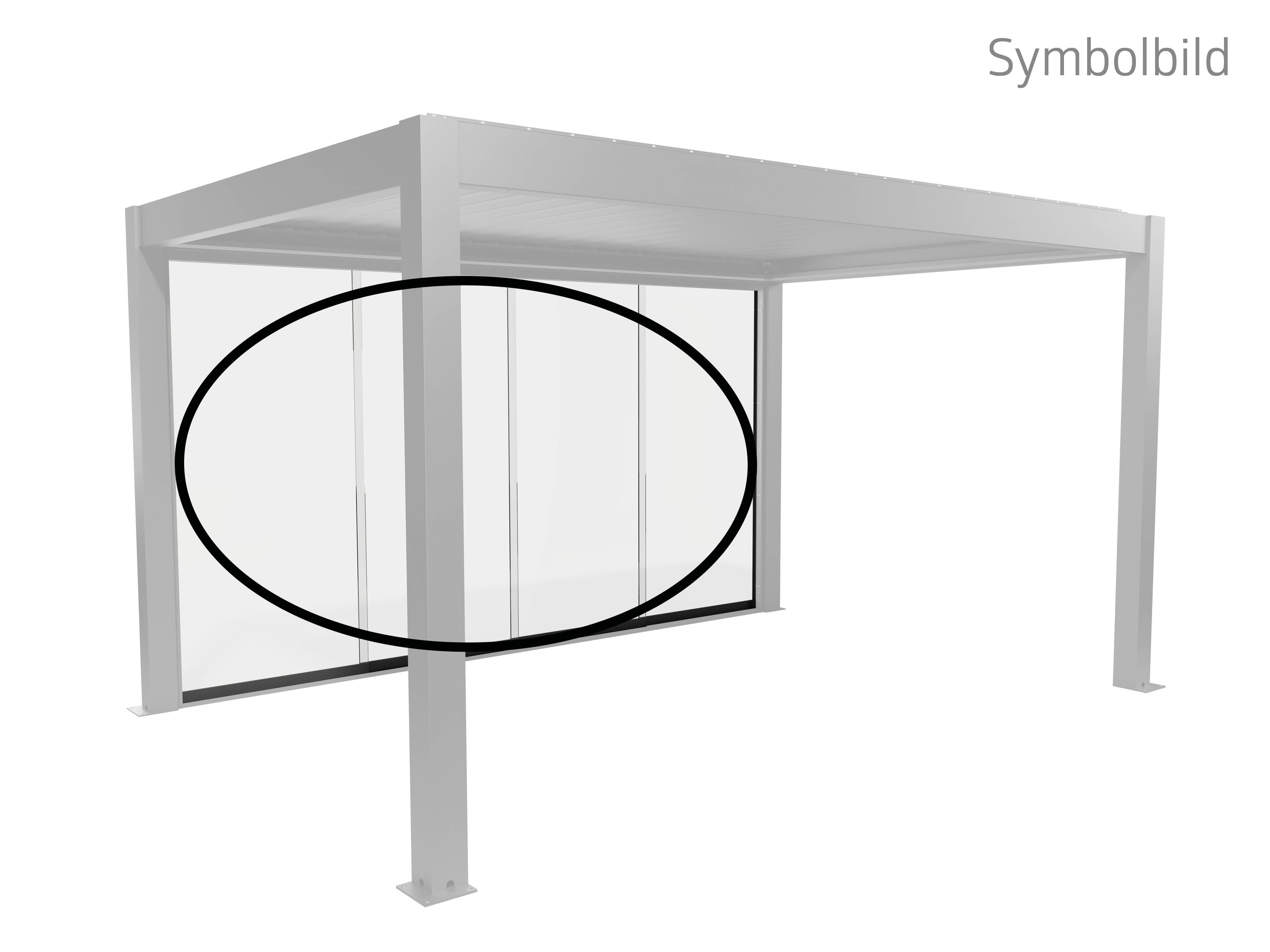 Glasschiebetür BIOHORT "Klarglas Gr. 3 m für Pergola, verschiedene Farben", dunkelgrau, metallic, B:272cm H:234,9cm, Glas, Stahl, Türen, 272x 234,9 cm, Glaselemente aus 10 mm ESG