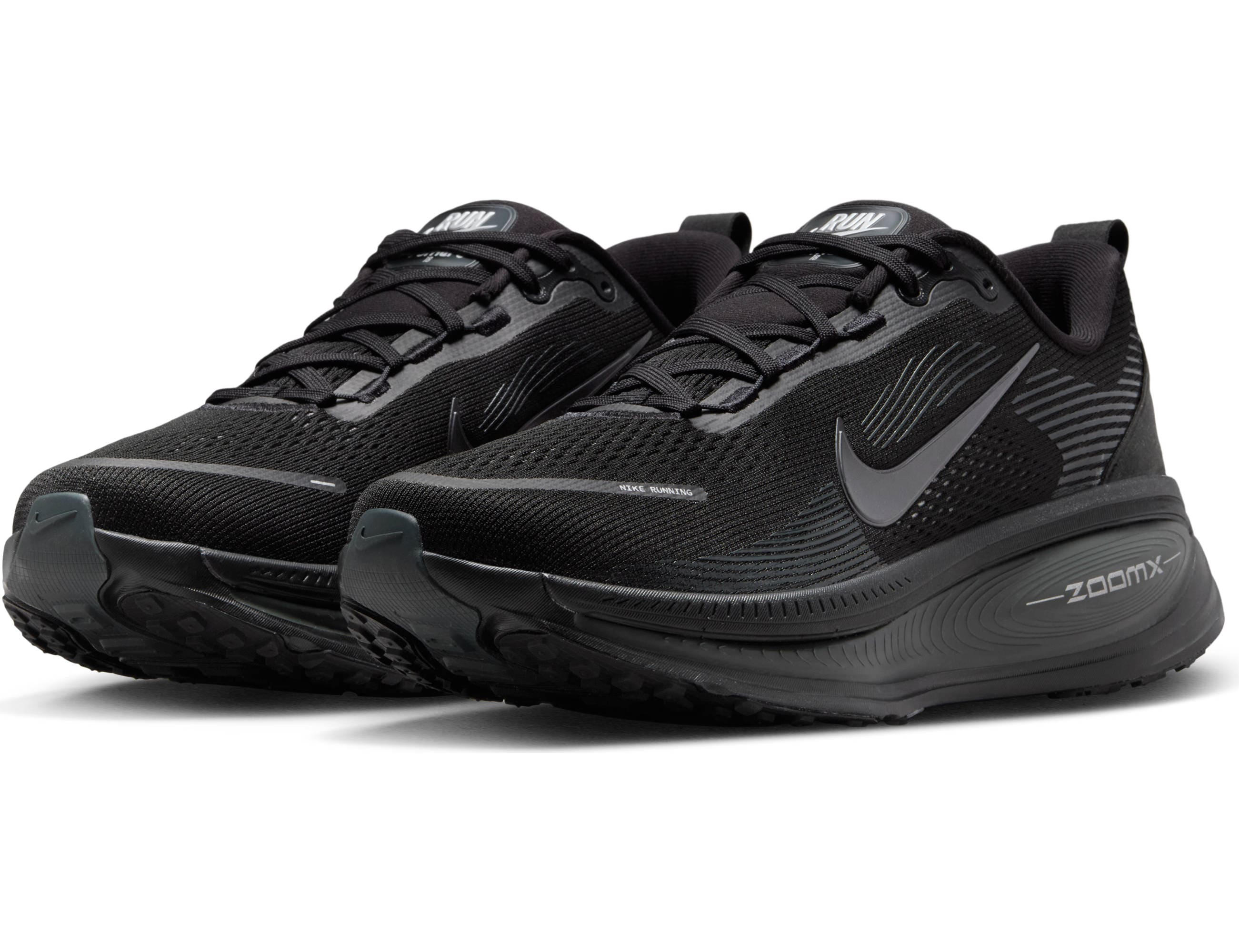 Laufschuh NIKE "NIKE VOMERO 18", Herren, Gr. 42,5, schwarz, schwarz, dk smoke grau, lt smoke grau, Synthetik, Textil, Schuhe Laufschuh, komfortables Laufgefühl durch maximale Dämpfung