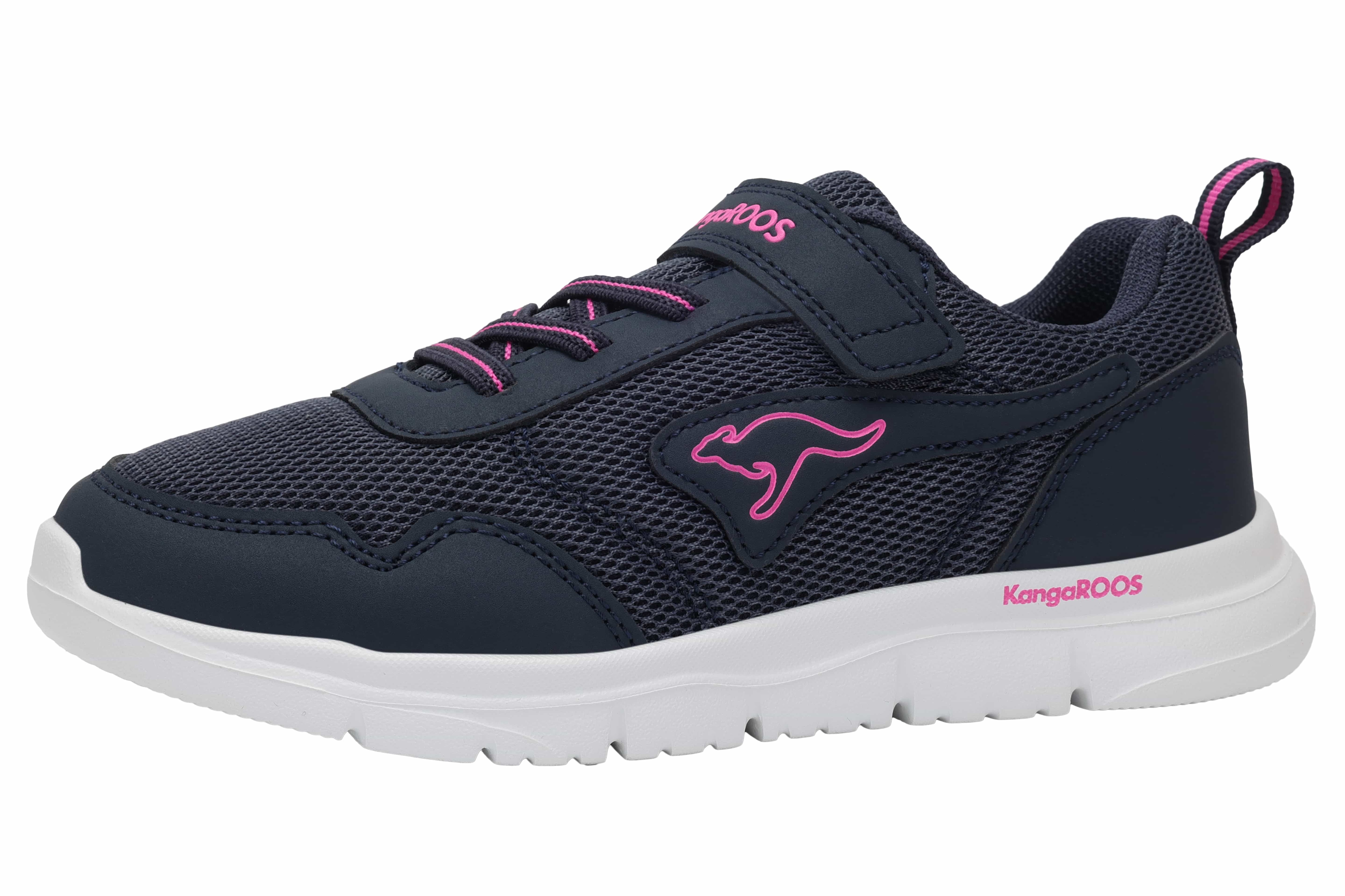 Sneaker KANGAROOS "K-ETK POSSUM EV", Damen, Gr. 34, dk navy, electric fuchsia, Mesh, Synthetik, Schuhe Sneaker, mit Glitzereffekt