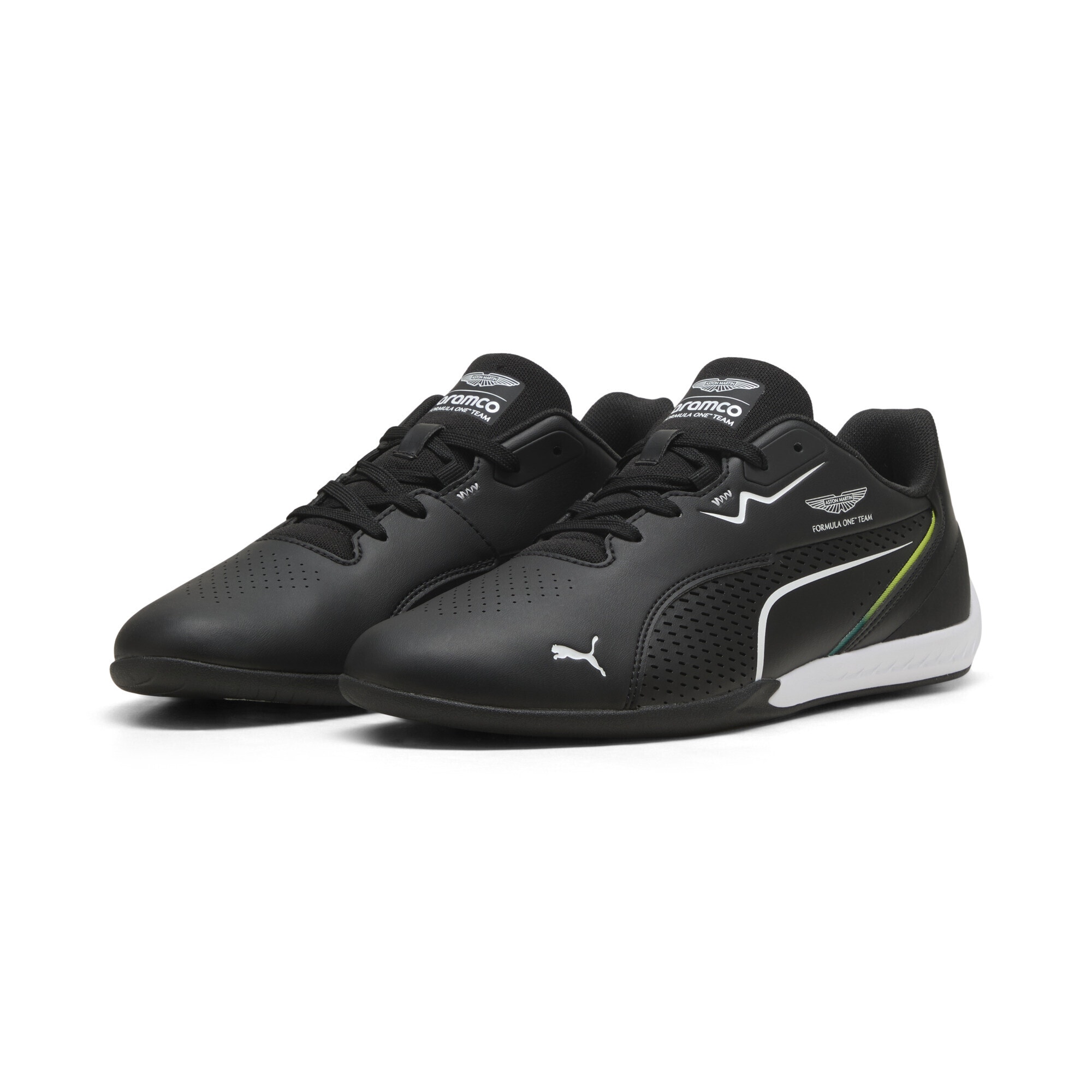 Sneaker PUMA "PUMA x ASTON MARTIN ARAMCO F1 TEAM Drift Cat 11 Low Sneakers", Damen, Gr. 40, schwarz grün lux, Obermaterial: Textil, Synthetik; Futter: Textil; Innensohle: Textil; Laufsohle: Gummi, Schuhe Sneaker