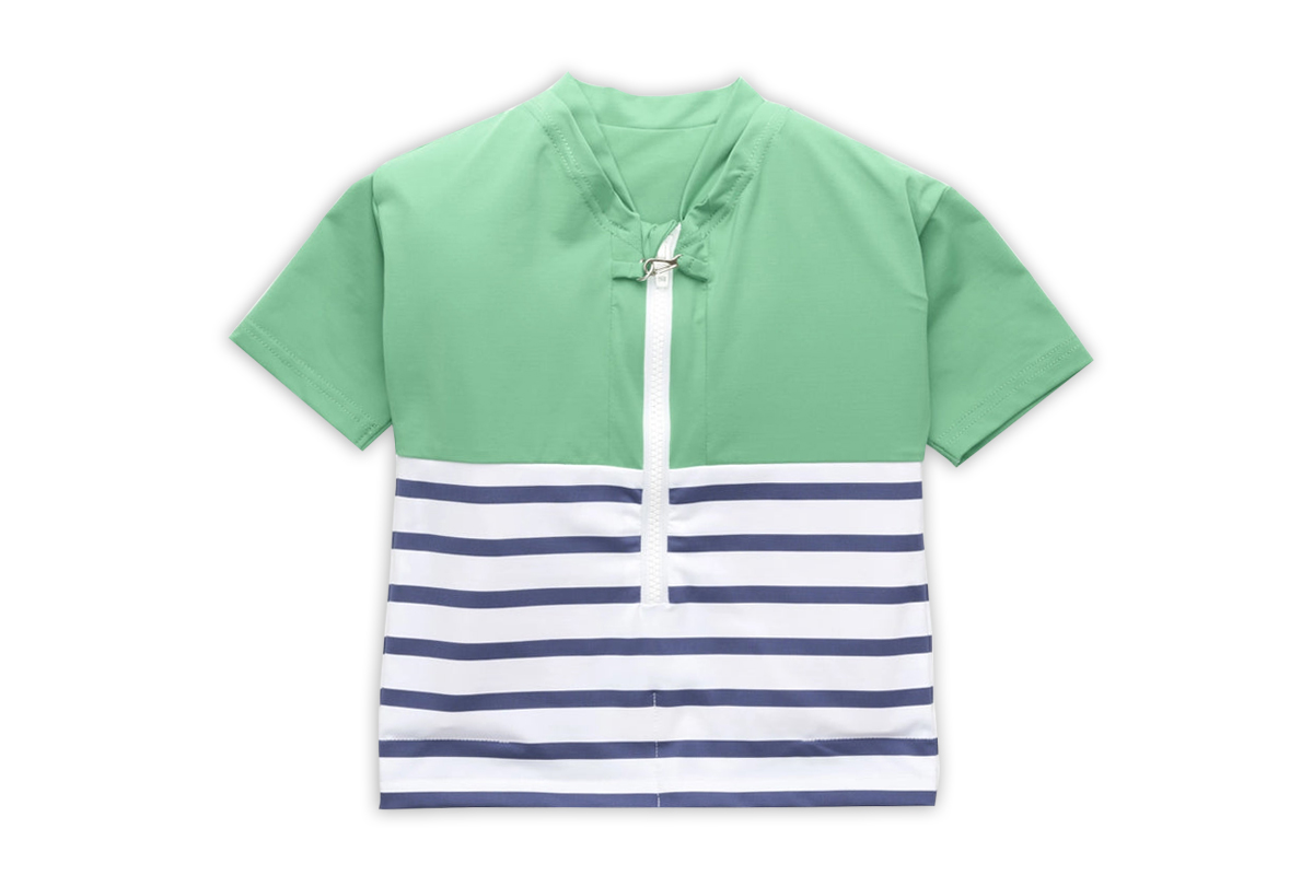 Floatee - Das Anti-Ertrinken T-Shirt für Kinder mit UV-Schutz, grün - Gr. 98 | Kurzarm T-Shirt Komplettset, Schwimmweste für Kleinkinder Image